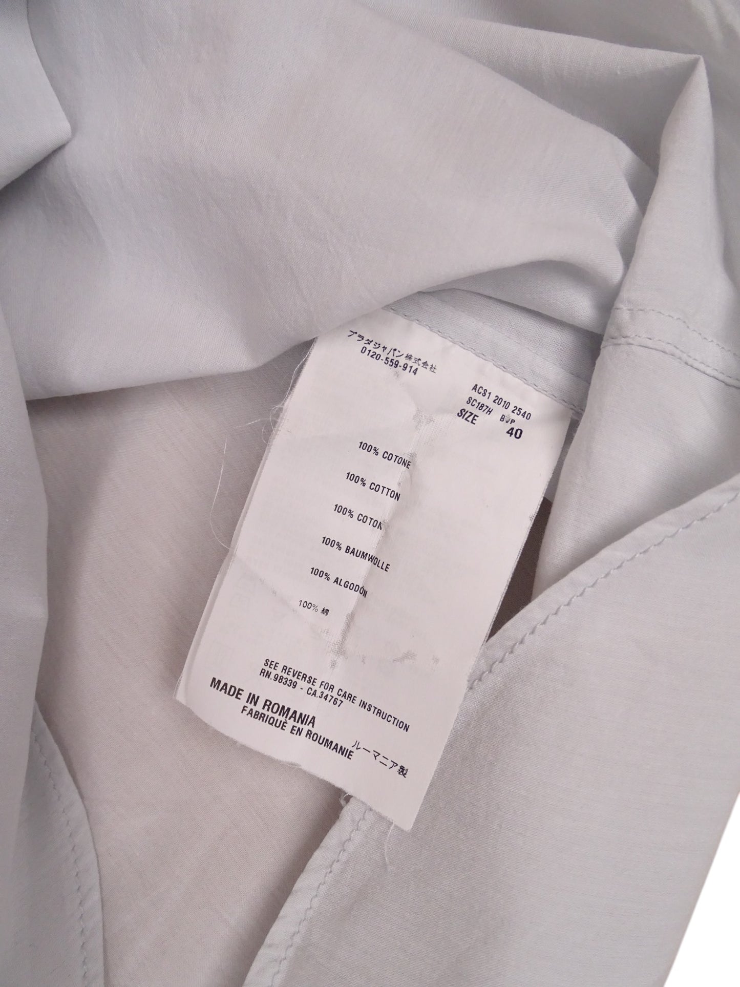 Chemise Prada Bleu Clair Uni Logo Torse M Homme