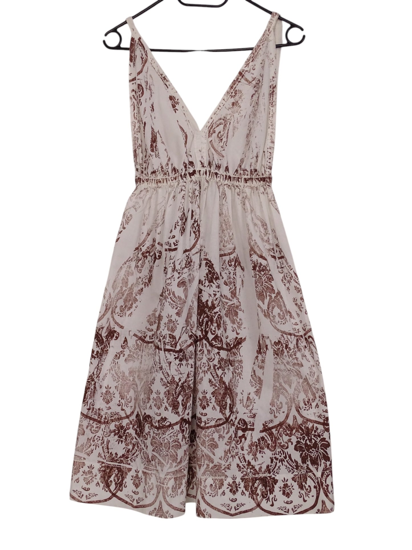 Robe Miu Miu Blanche Motif Batik Marron Taille XS Femme