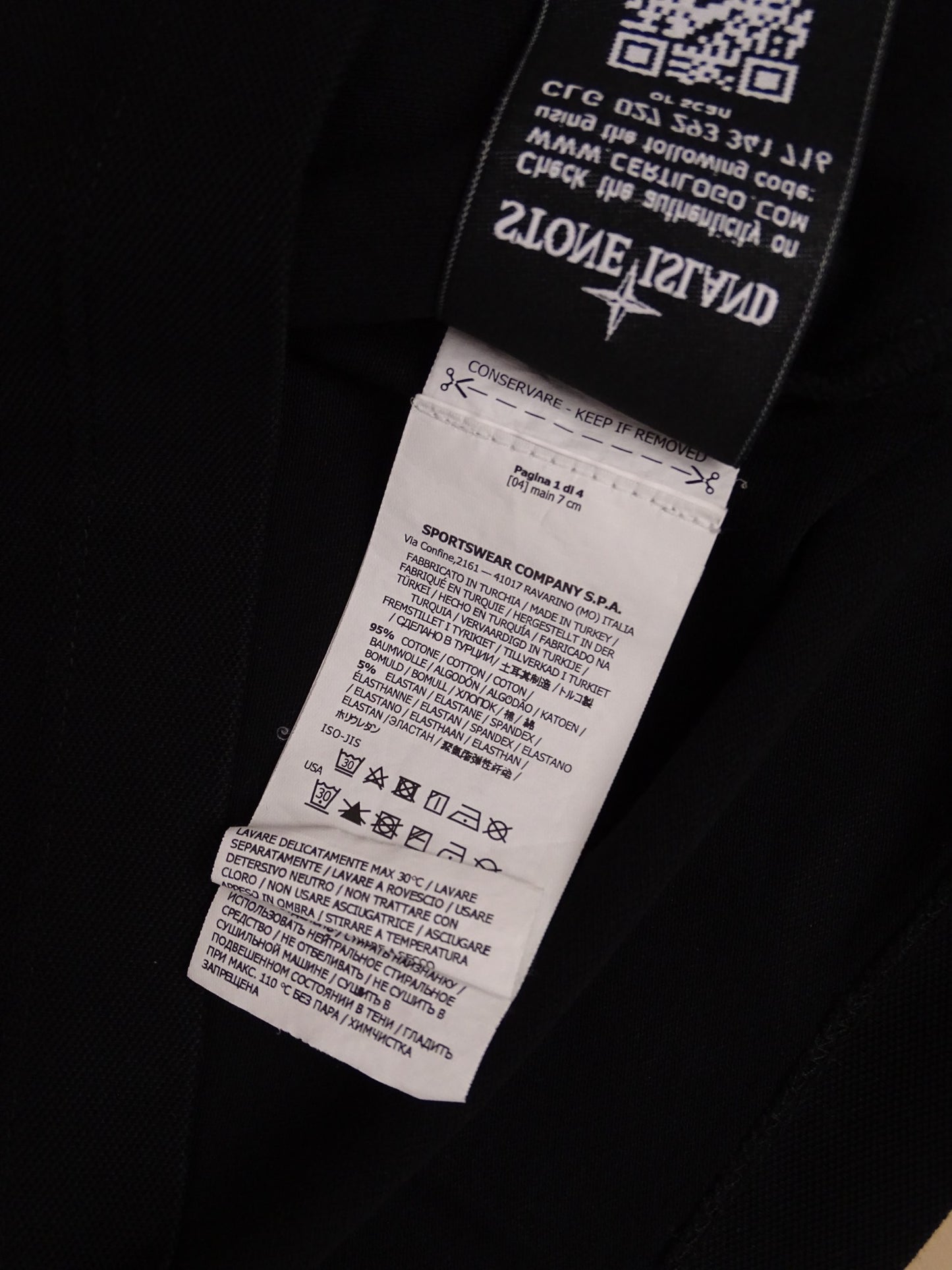 Polo Stone Island Noir Coton M Homme