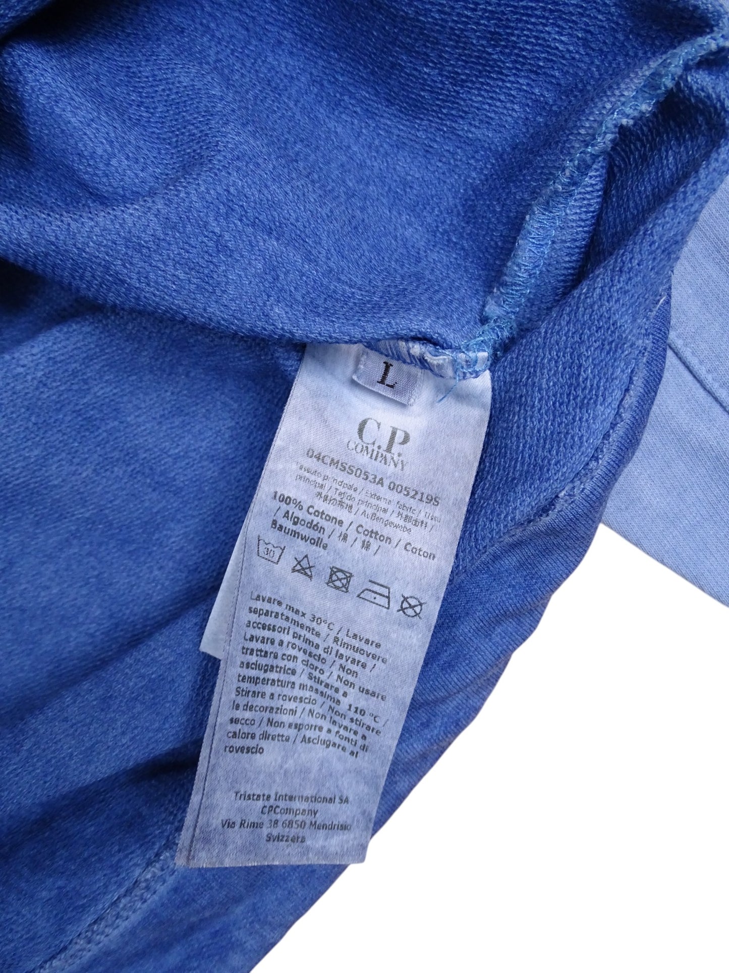 Sweat À Capuche CP Company Vintage Bleu Recoloré L Homme