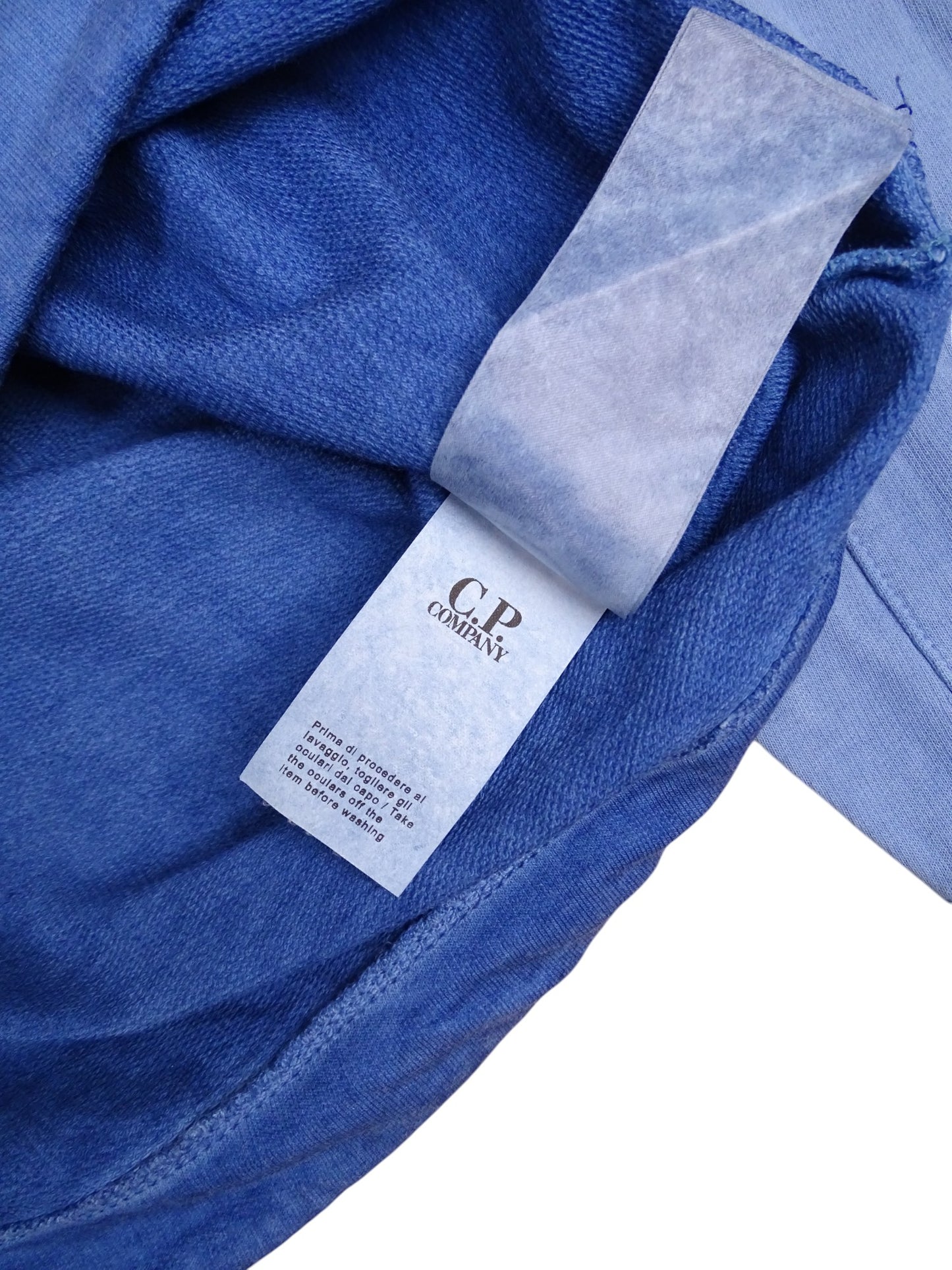 Sweat À Capuche CP Company Vintage Bleu Recoloré L Homme
