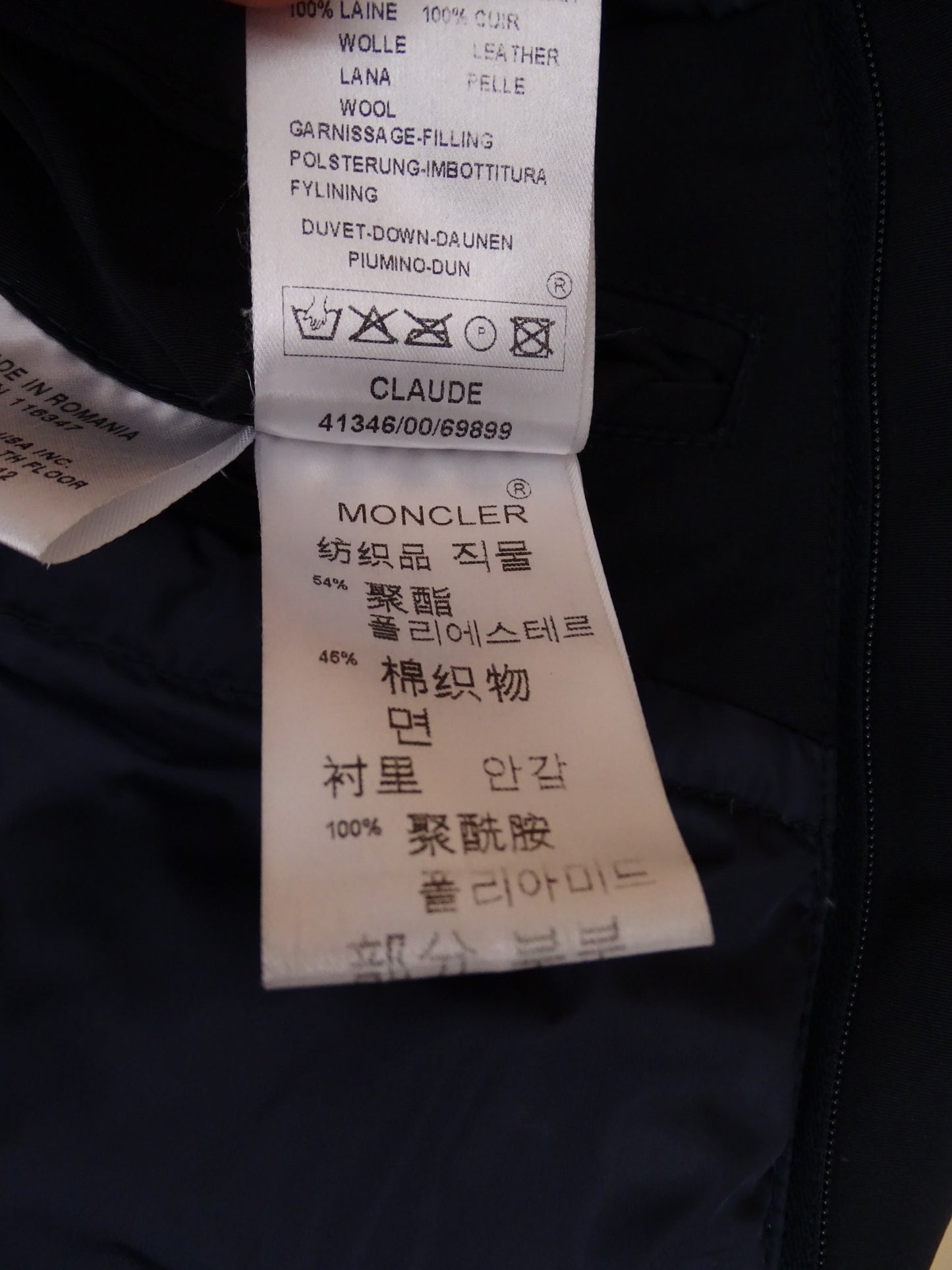 Manteau Moncler Claude Bleu Marine Matelassé XL Homme