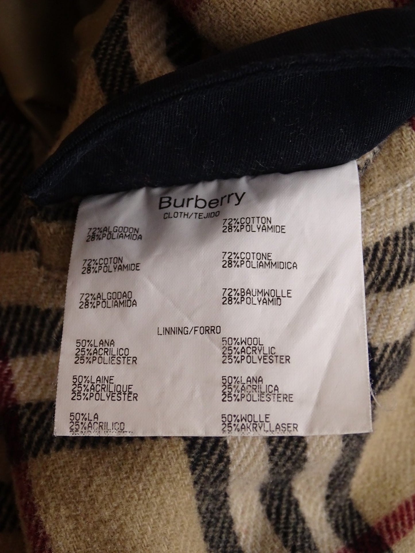 Trench Burberry Bleu Marine Tartan Intérieur L Homme