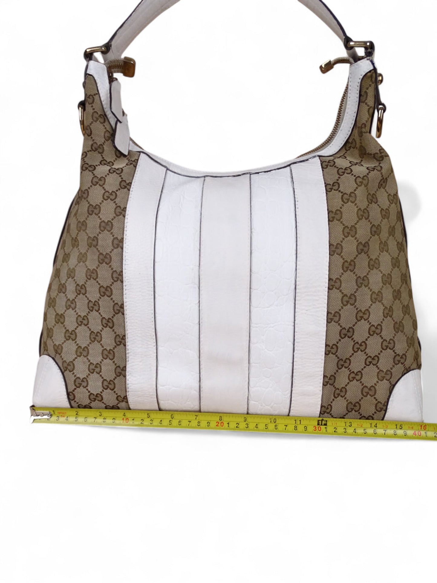 Gucci Secret Canvas Sac Medium Crocodile Toile Monogramme Web Blanc Beige