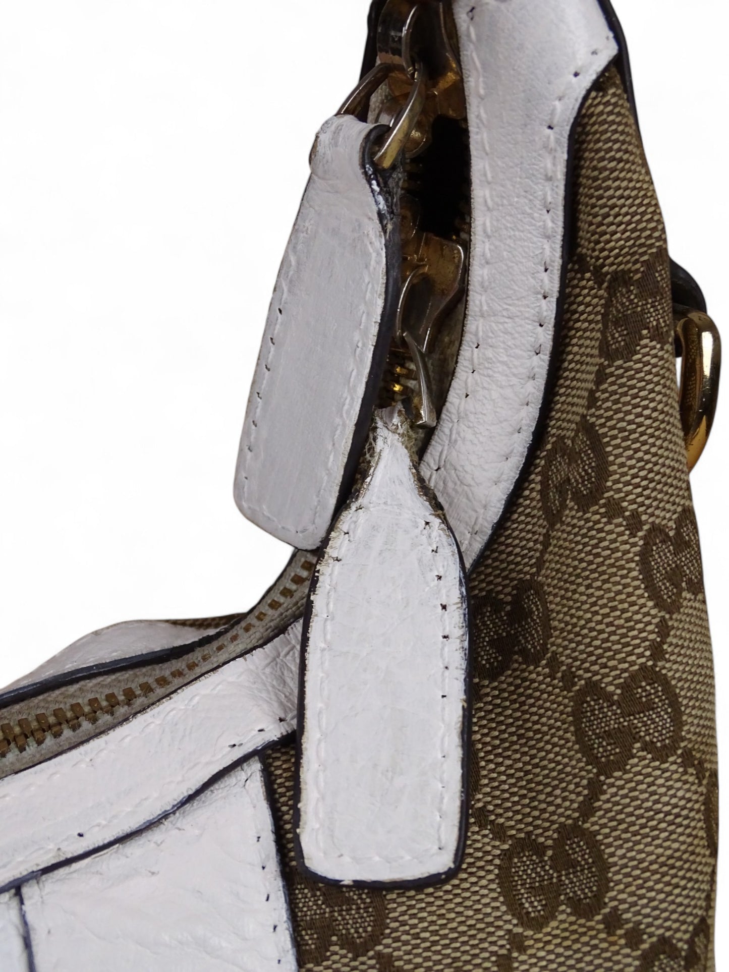 Gucci Secret Canvas Sac Medium Crocodile Toile Monogramme Web Blanc Beige