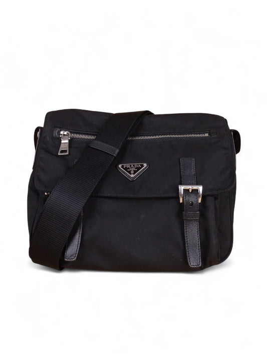 Prada Sacoche / Sac Nylon Noir Crossbody