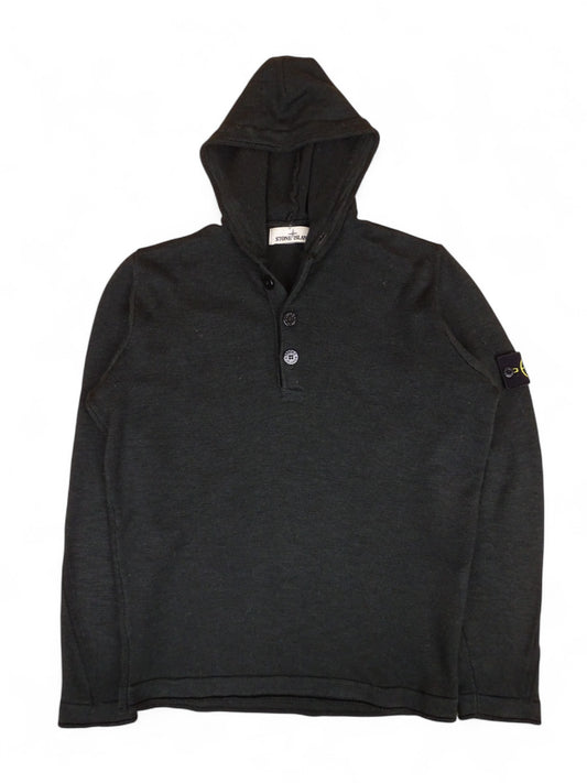 Stone Island L 100% Laine Pull Capuche Half Noir