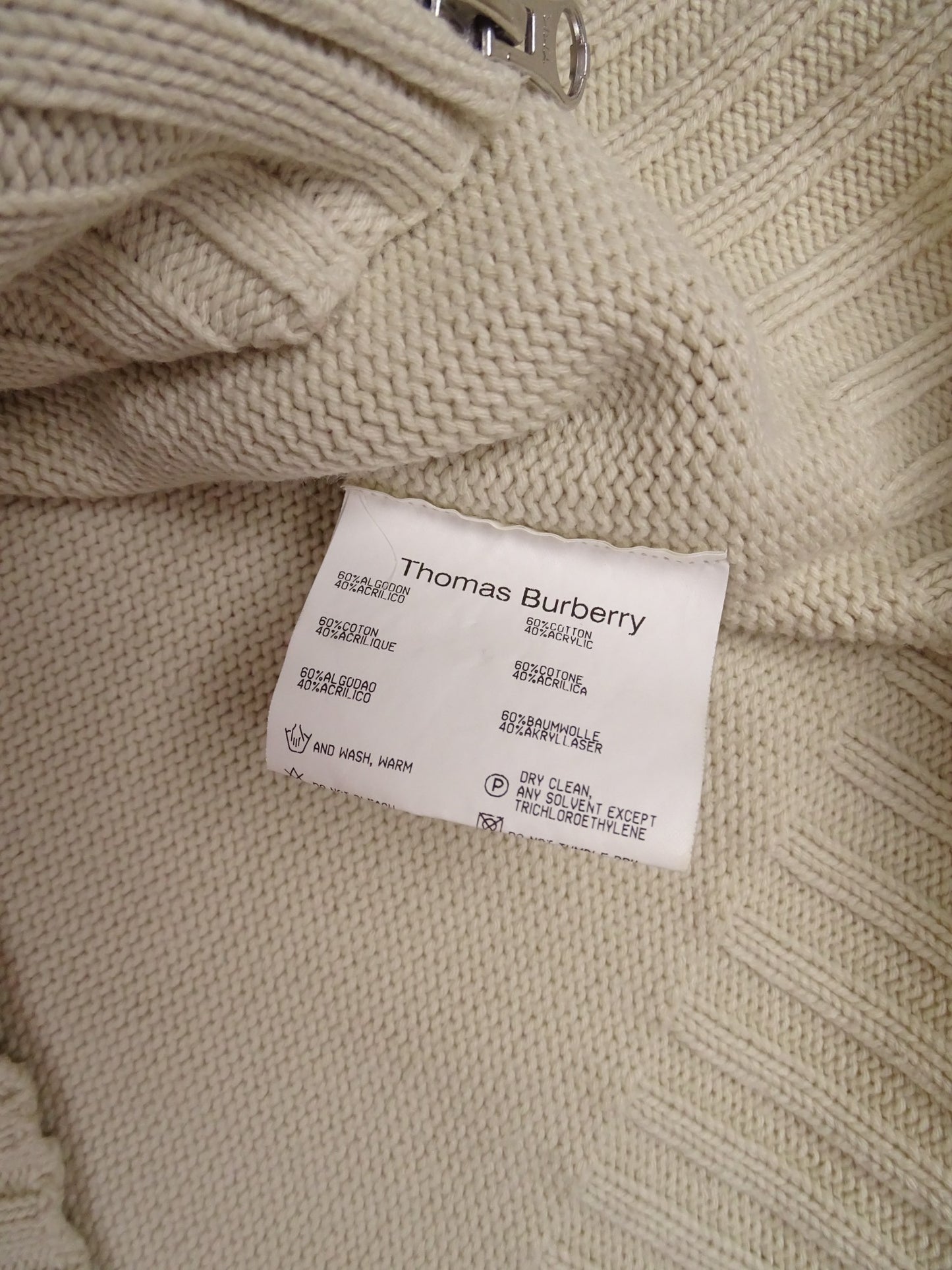Burberry Sweat Zippé Coton Beige XL