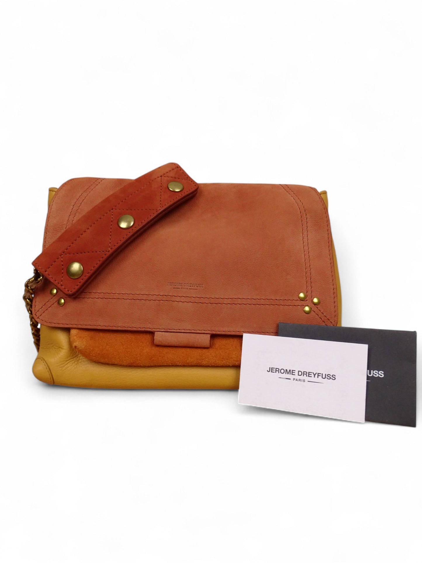 Sac Jérôme Dreyfuss Lulu M Jaune Terra cota Cuir Daim