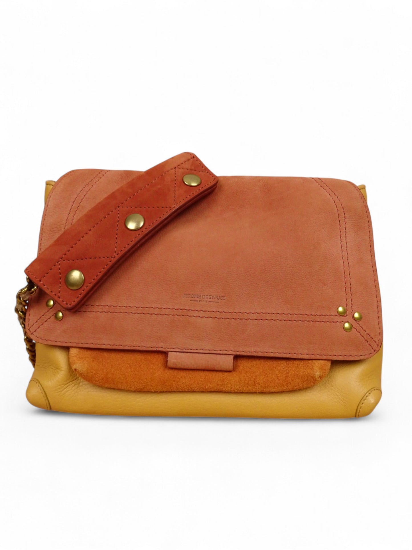 Sac Jérôme Dreyfuss Lulu M Jaune Terra cota Cuir Daim