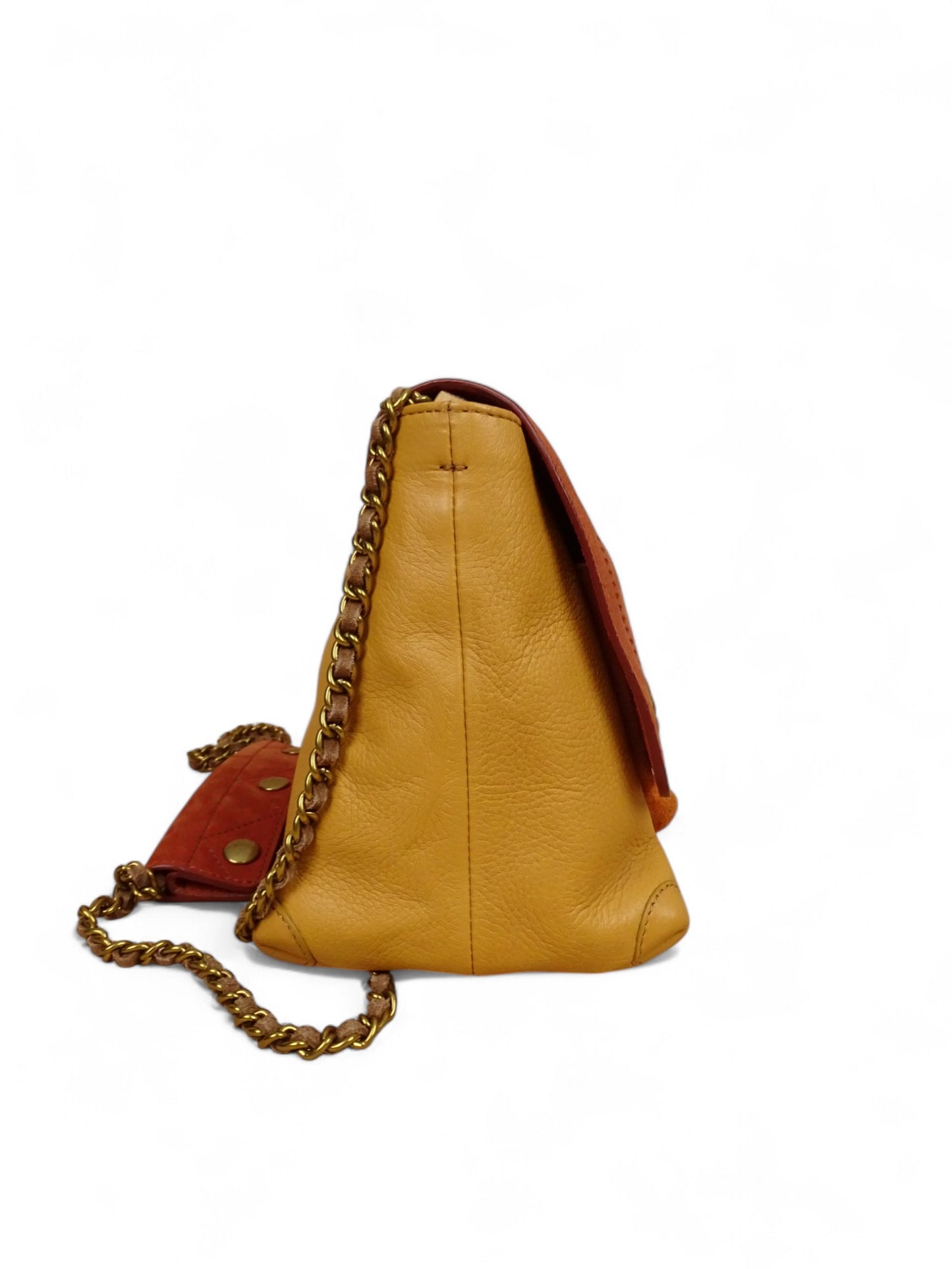 Sac Jérôme Dreyfuss Lulu M Jaune Terra cota Cuir Daim