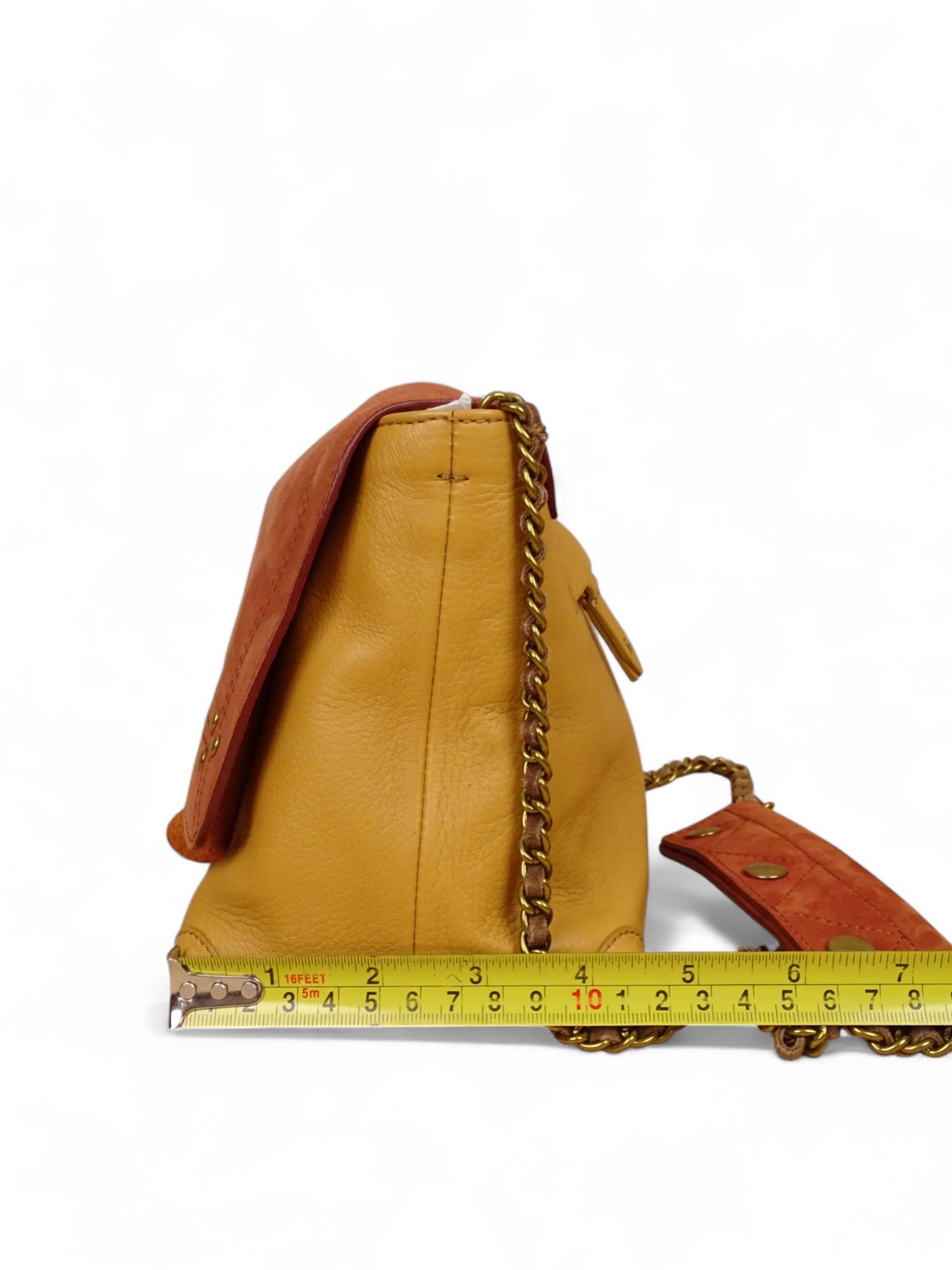 Sac Jérôme Dreyfuss Lulu M Jaune Terra cota Cuir Daim