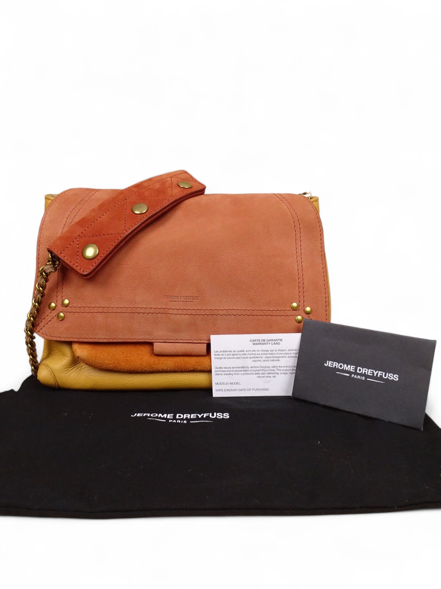 Sac Jérôme Dreyfuss Lulu M Jaune Terra cota Cuir Daim