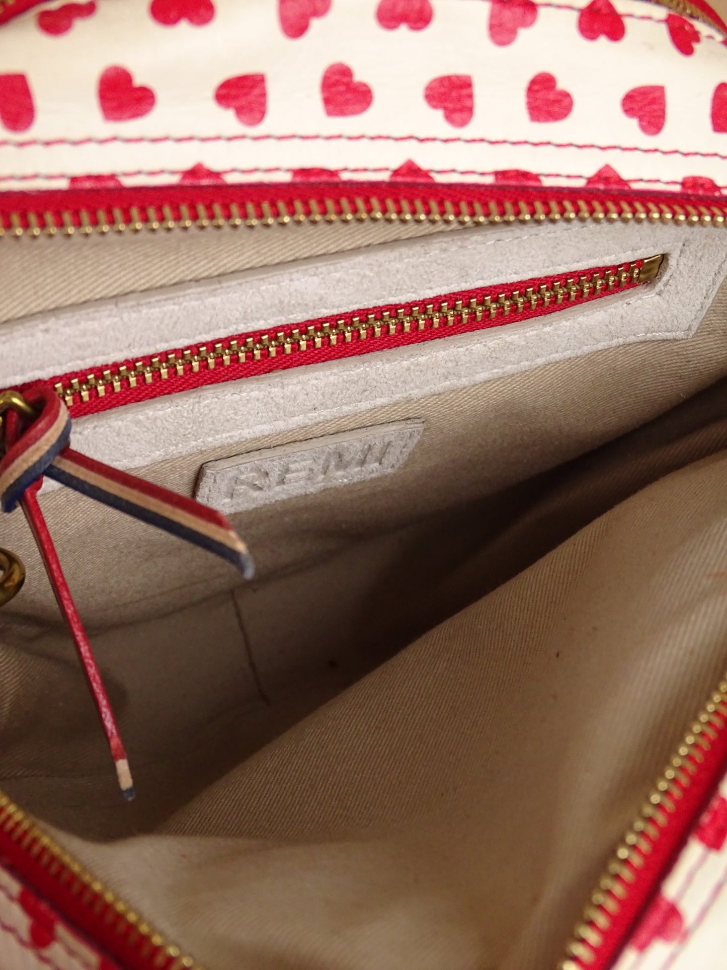 Jérôme Dreyfuss Sac "Remi" Cœur Blanc/Rouge