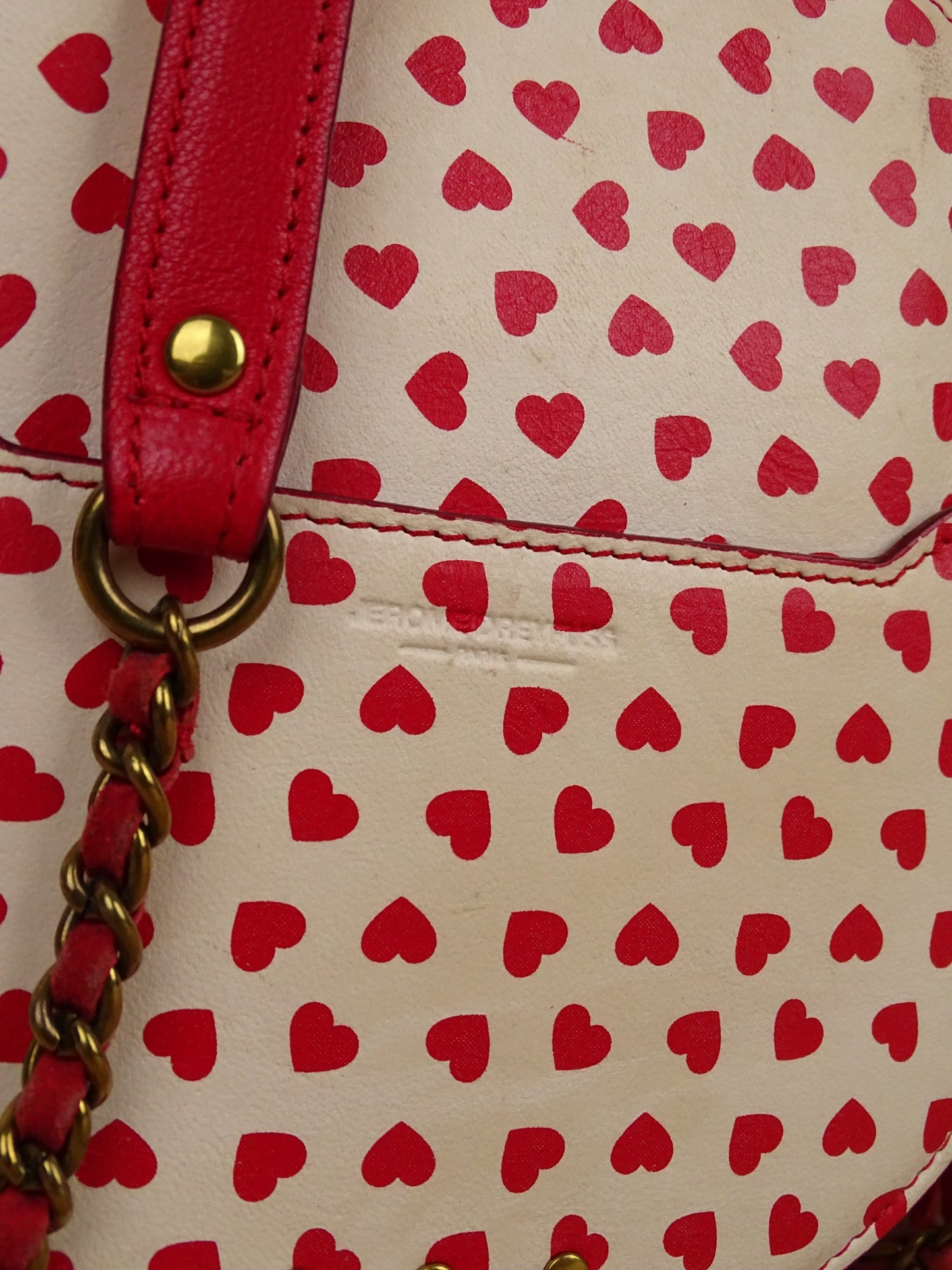 Jérôme Dreyfuss Sac "Remi" Cœur Blanc/Rouge