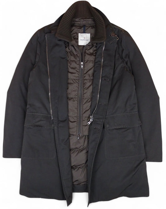 Moncler Manteau Trench Long Matelassé Noir XXL Homme