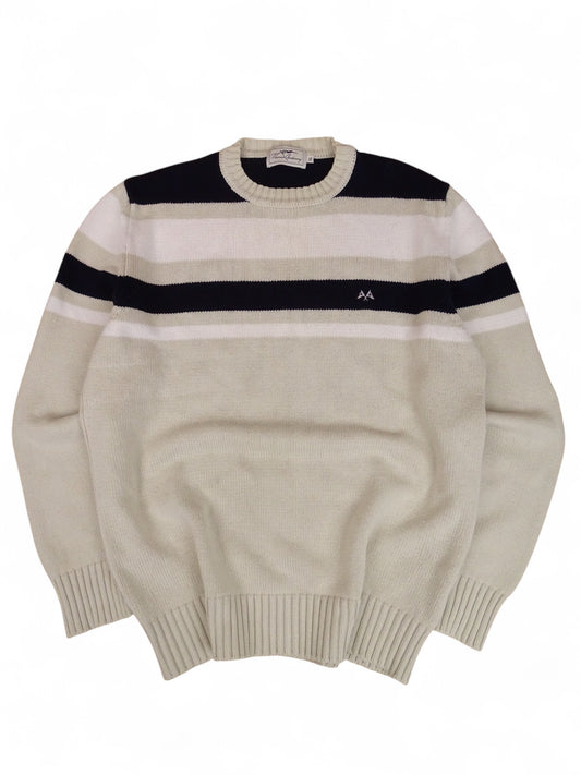 Burberry Pull Rayures Beige/Bleu Marine XL