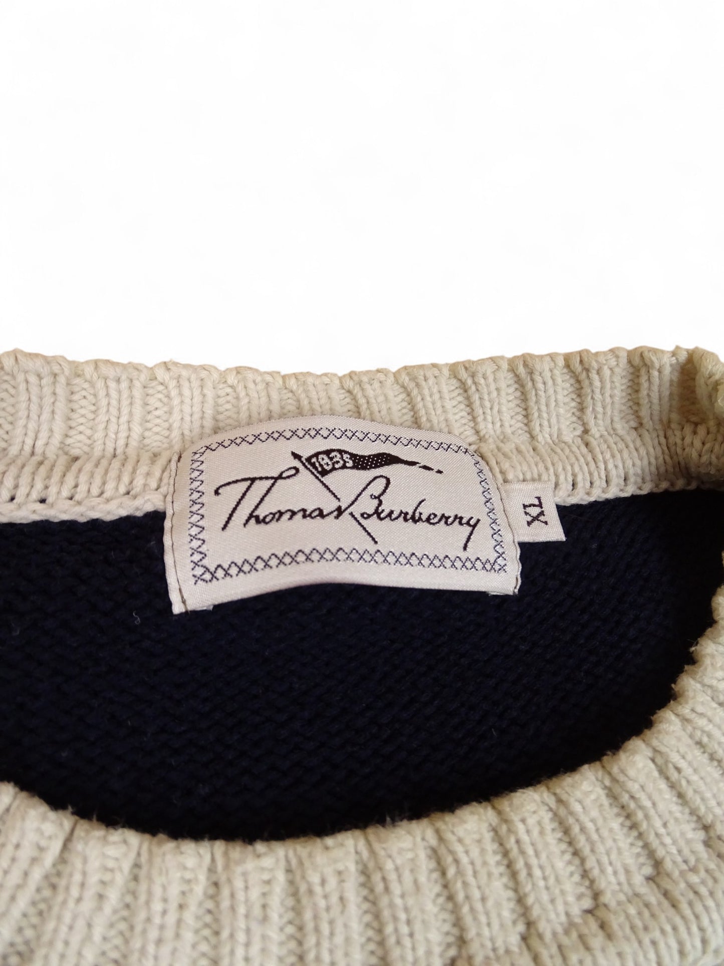 Burberry Pull Rayures Beige/Bleu Marine XL