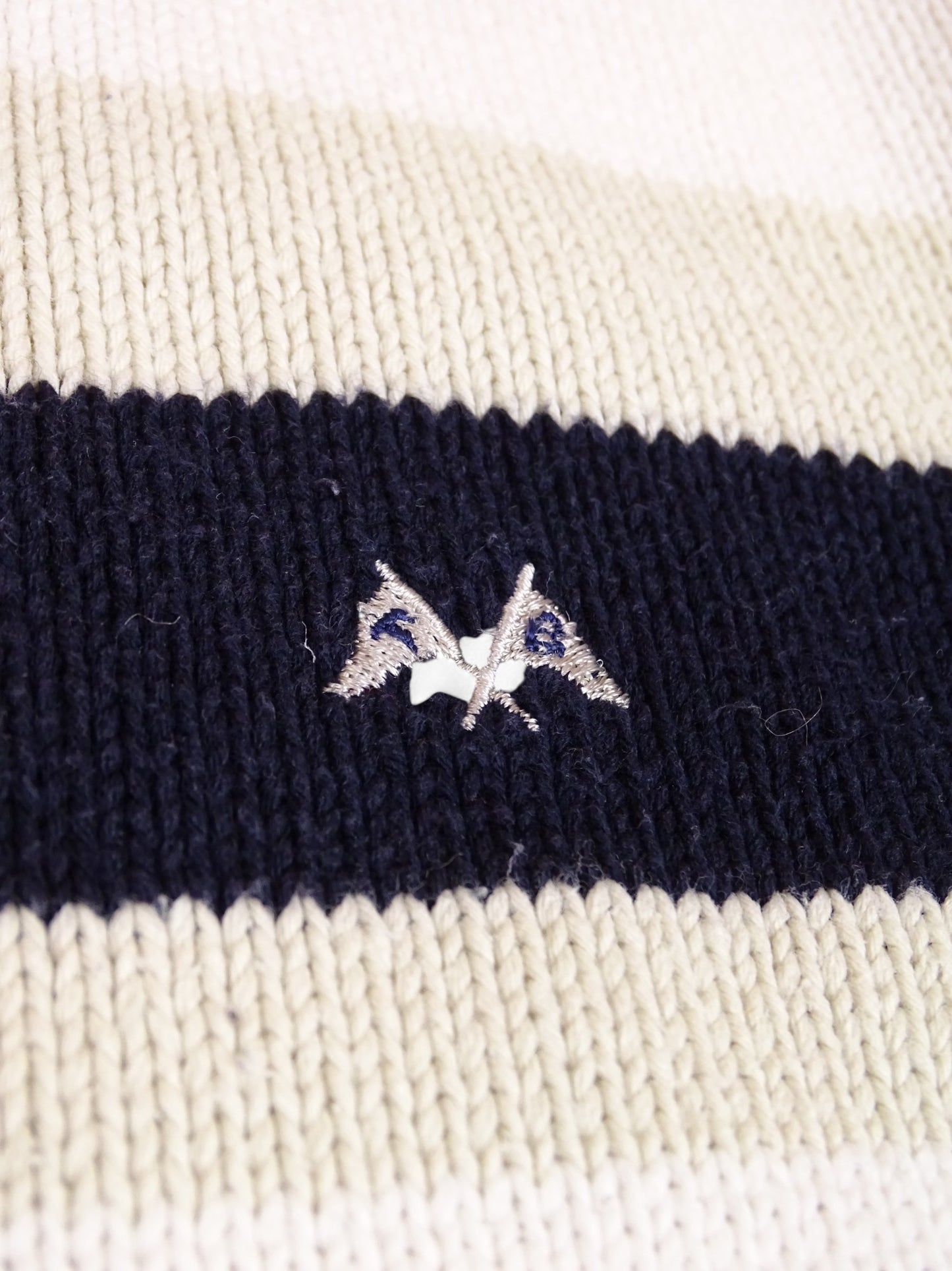 Burberry Pull Rayures Beige/Bleu Marine XL