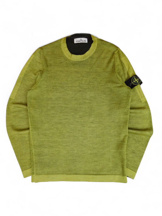 Stone Island Pull 100%Laine Vert S Homme