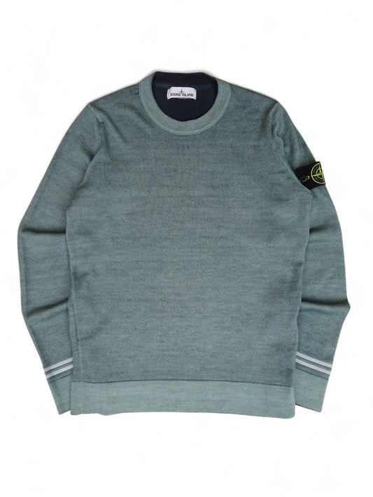 Stone Island Pull Laine Bleu Turquoise S Homme