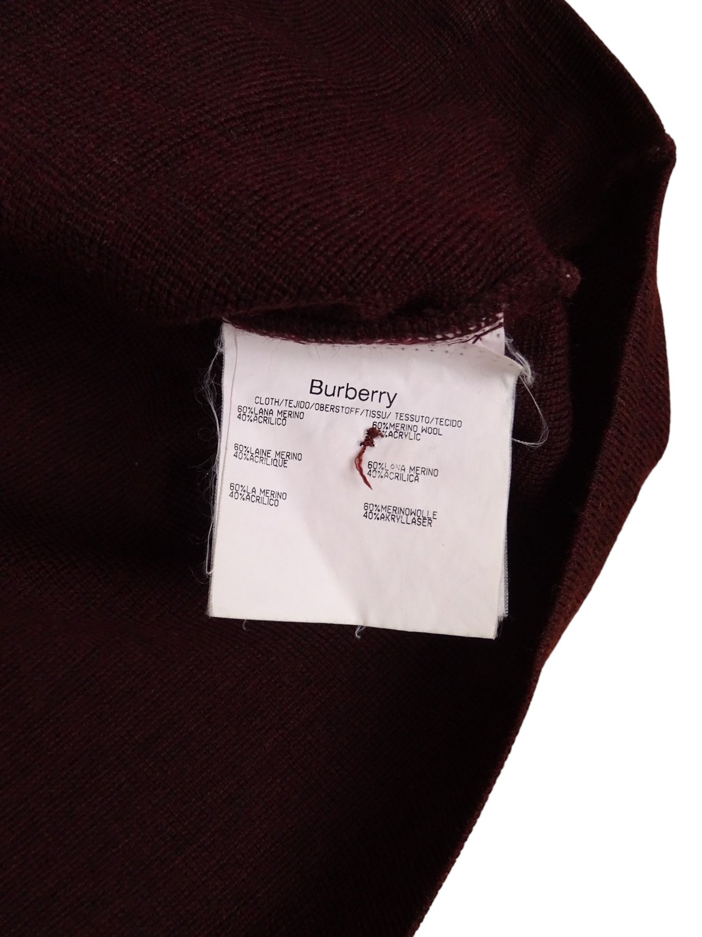 Burberry Cardigan Bordeaux L Homme 60% Laine