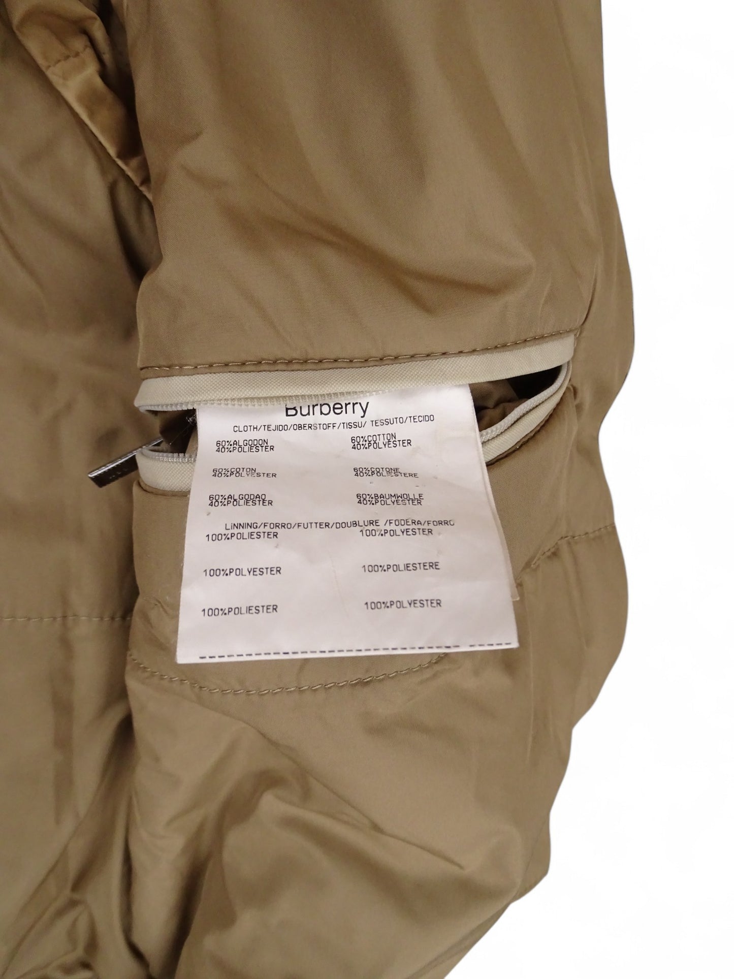 Burberry Manteau Long Coton Rembourré Beige L Homme