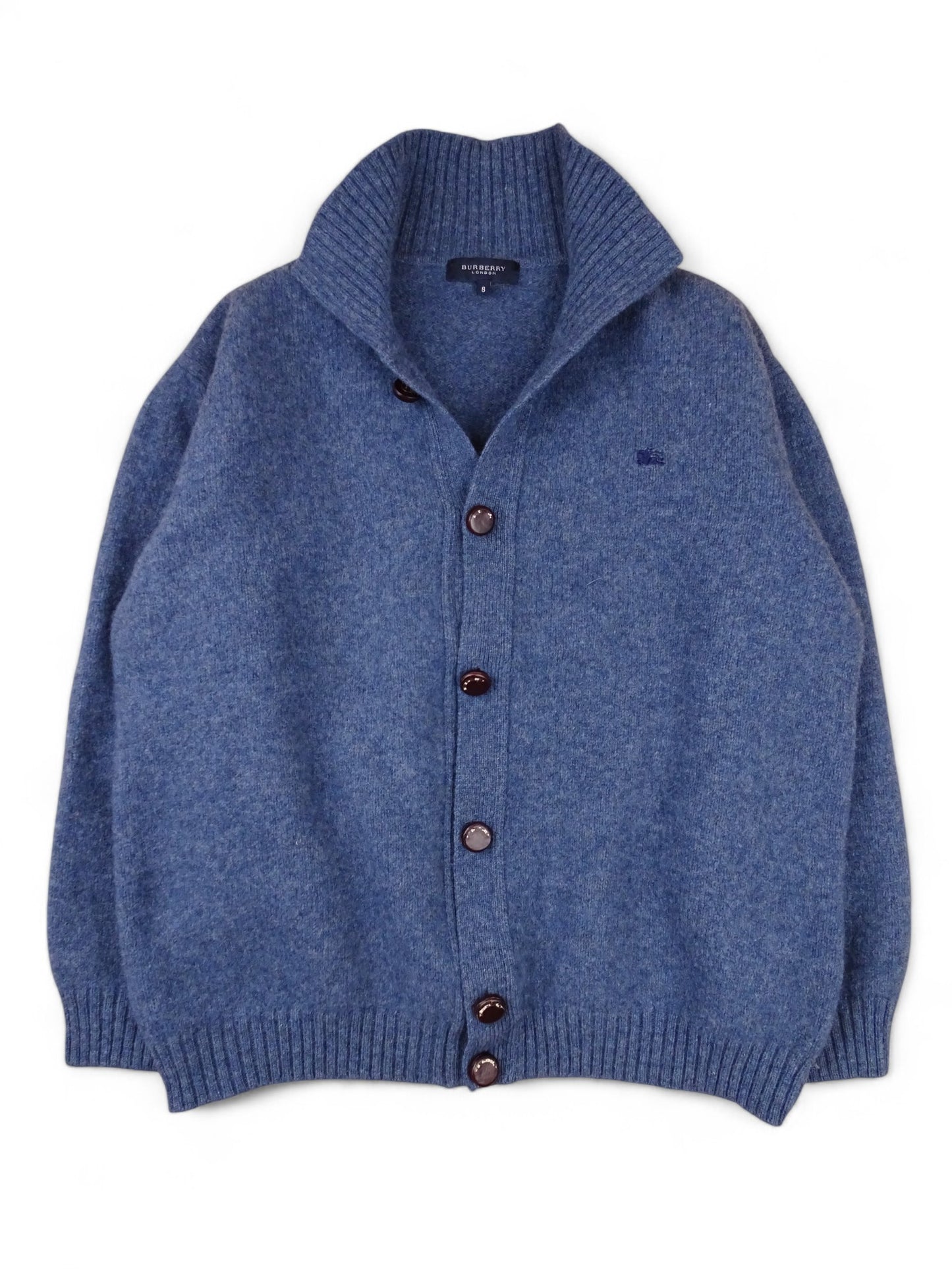 Cardigan Burberry Col Roulé Boutons Bleu M Homme 100% Laine