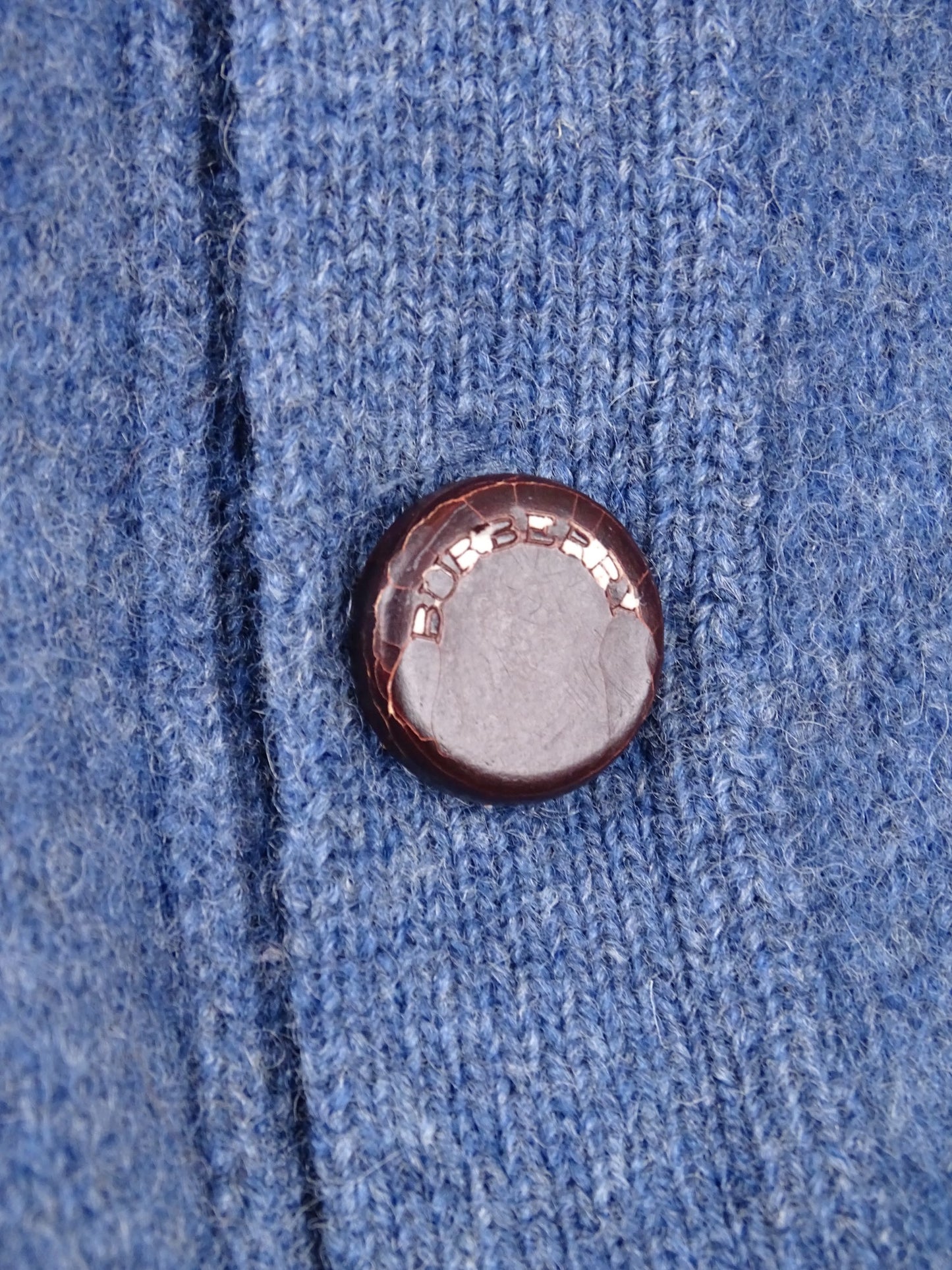 Cardigan Burberry Col Roulé Boutons Bleu M Homme 100% Laine