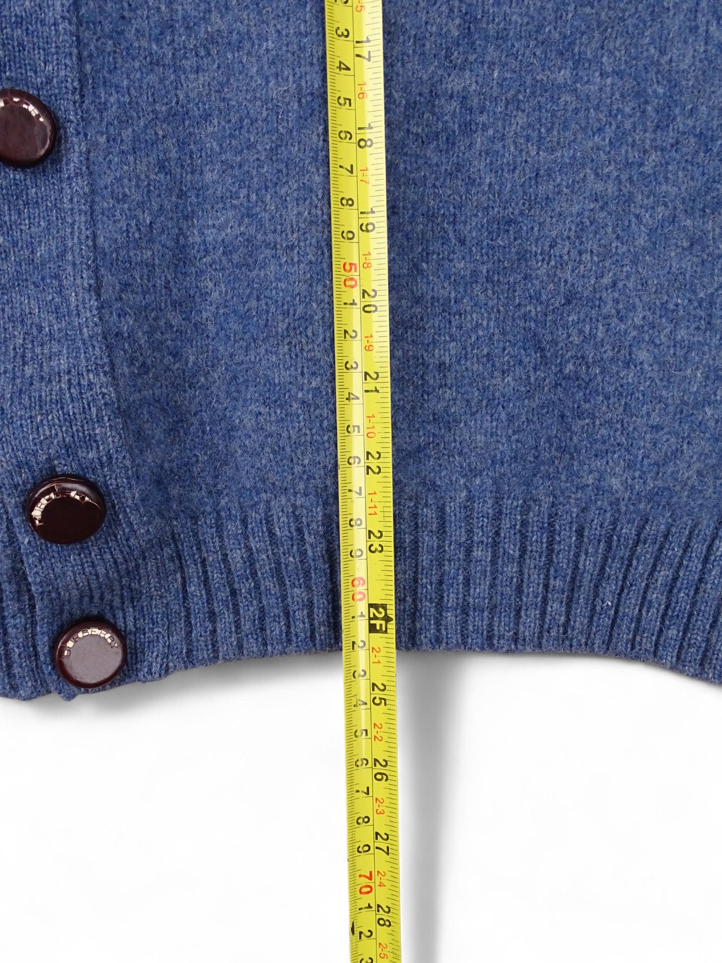 Cardigan Burberry Col Roulé Boutons Bleu M Homme 100% Laine