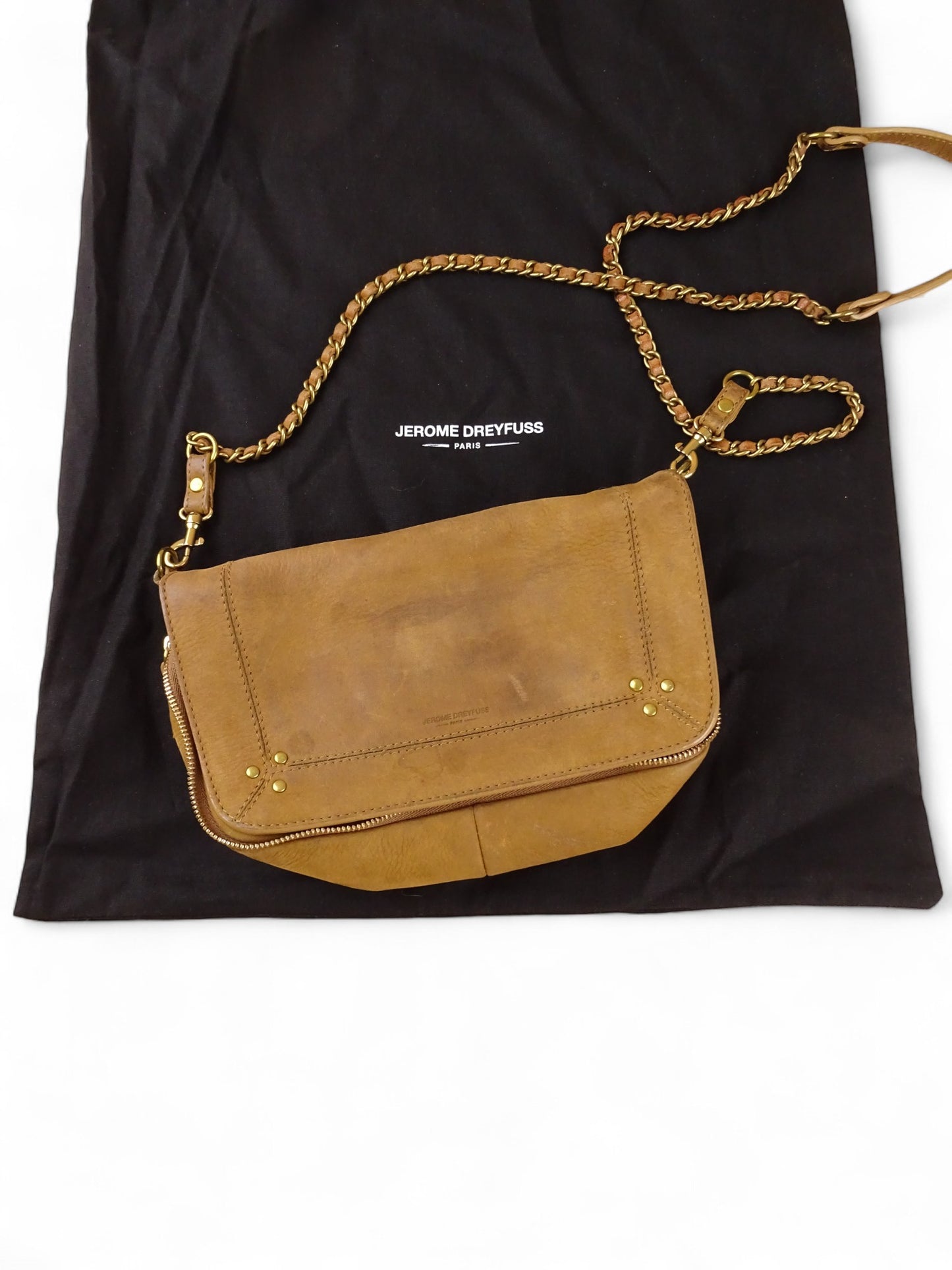 Sac Bandoulière Jérôme Dreyfuss "Bobi" Taille S Beige Cuir