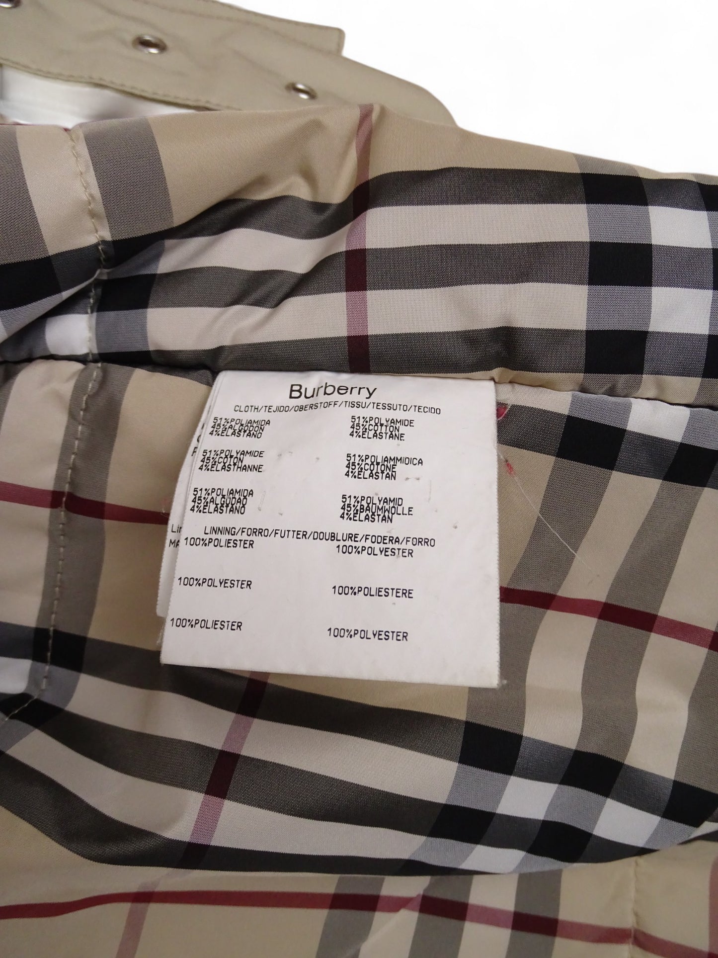 Burberry Trench Ceinture Beige Femme Tartan M femme