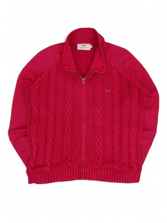 Burberry Gilet Zippé Rouge Torsadé M