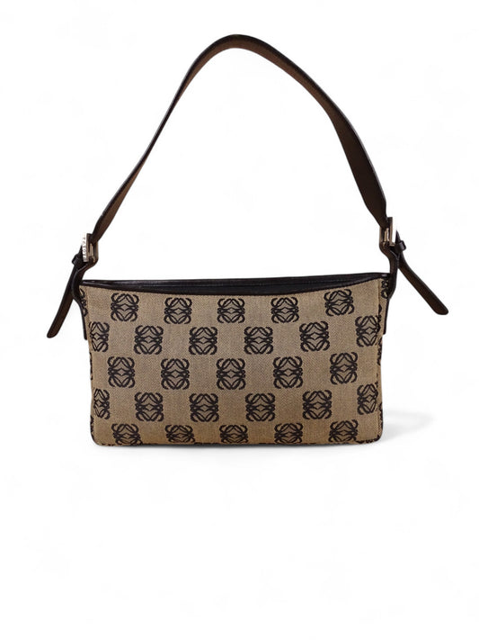 Loewe Sac Porté Épaule Anagram Toile Beige/Marron