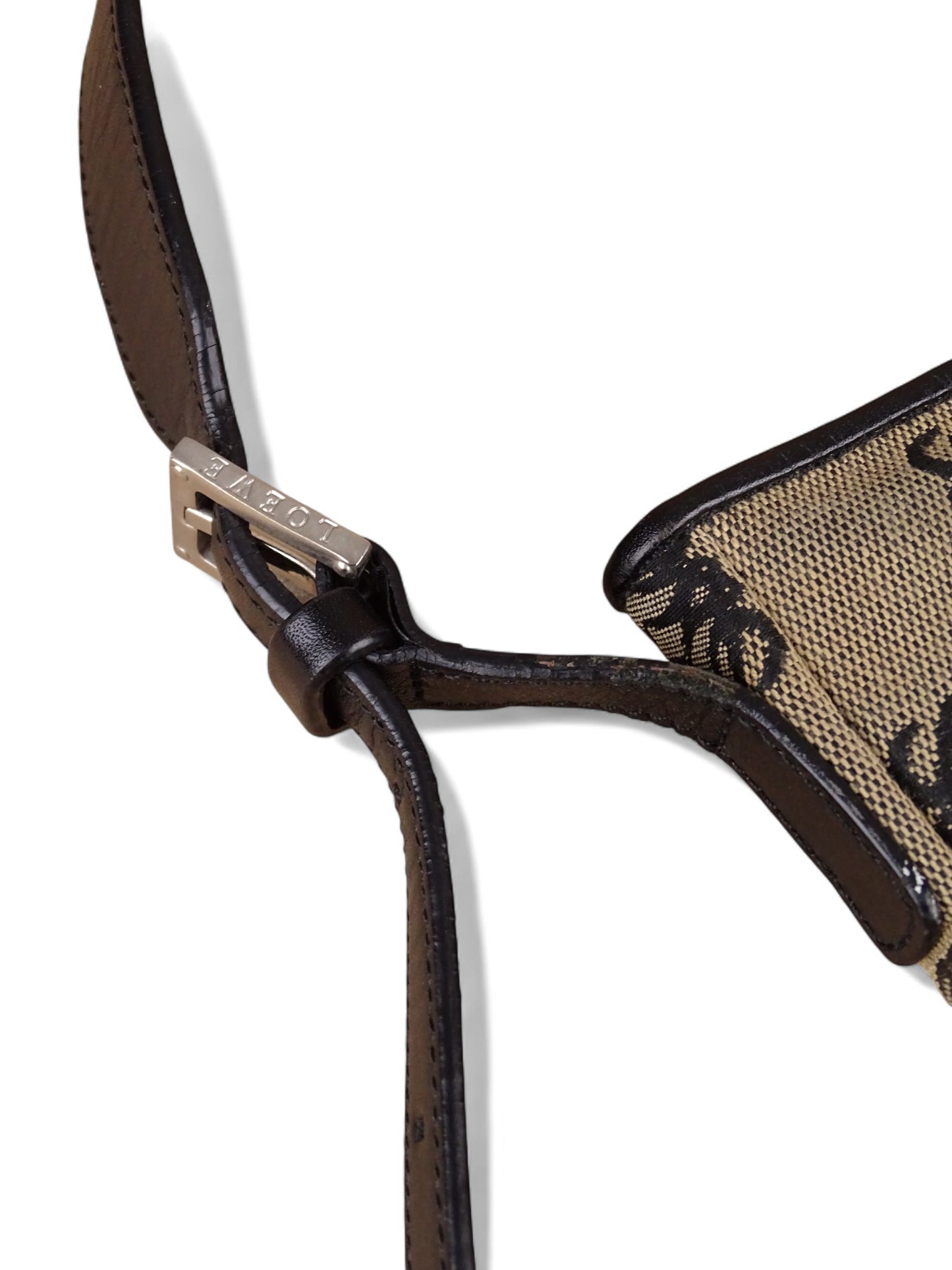 Loewe Sac Porté Épaule Anagram Toile Beige/Marron