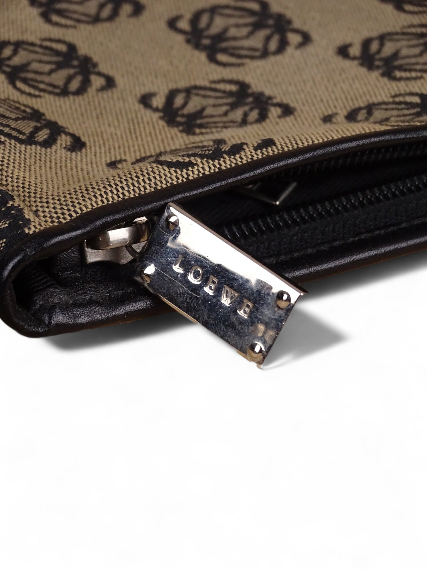 Loewe Sac Porté Épaule Anagram Toile Beige/Marron