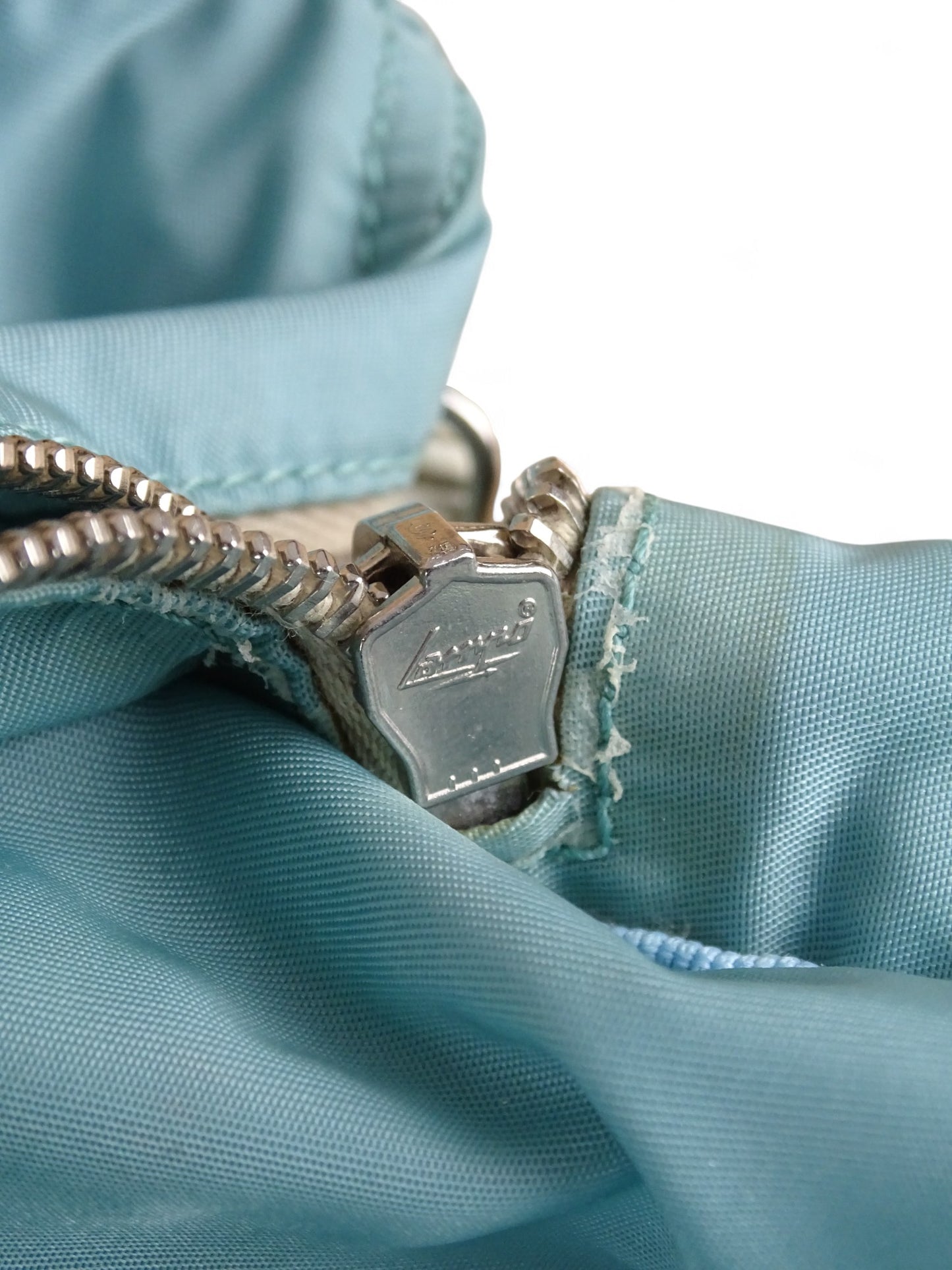 Prada Sac Porté Épaule Toile Turquoise