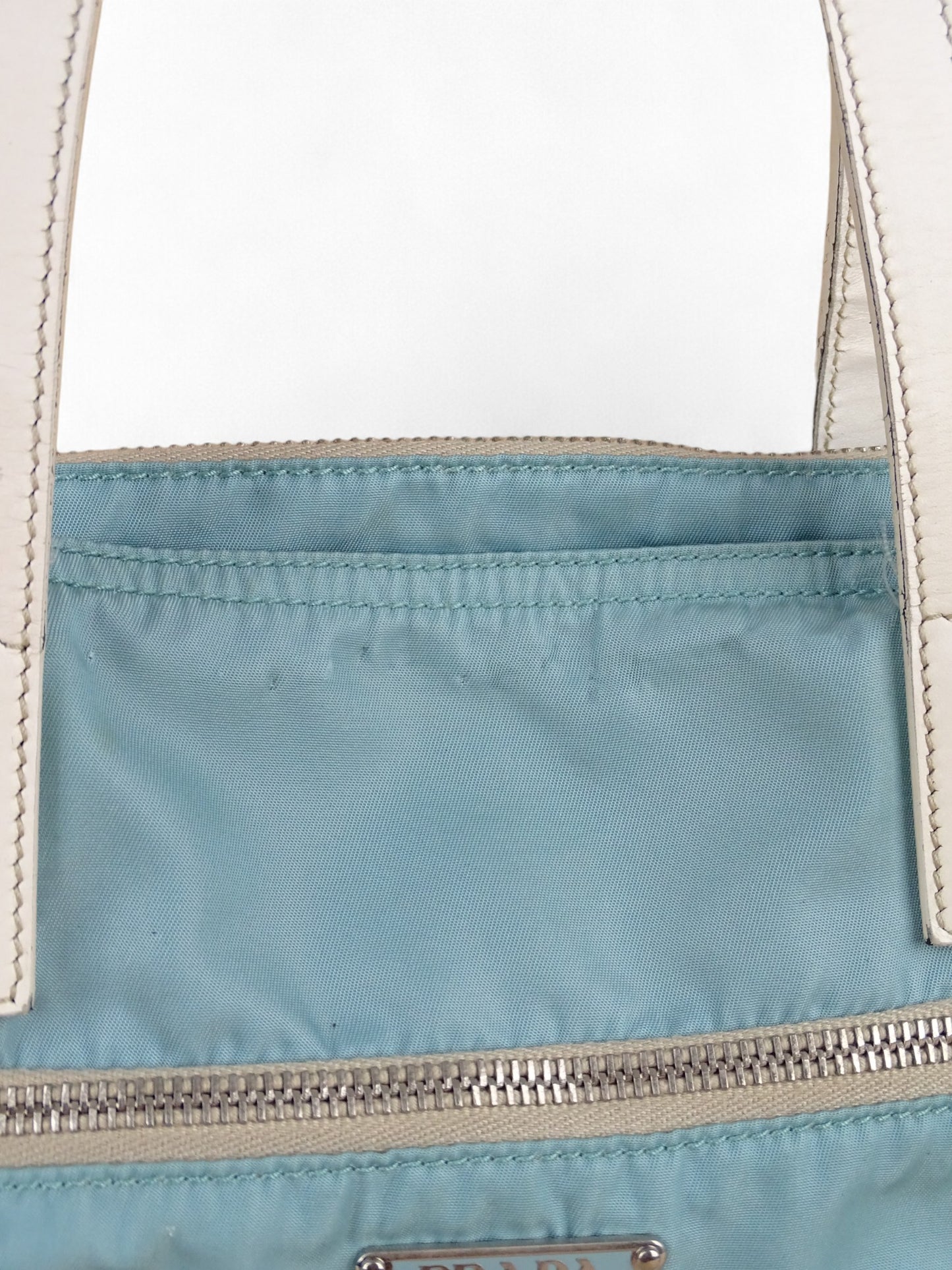 Prada Sac Porté Épaule Toile Turquoise