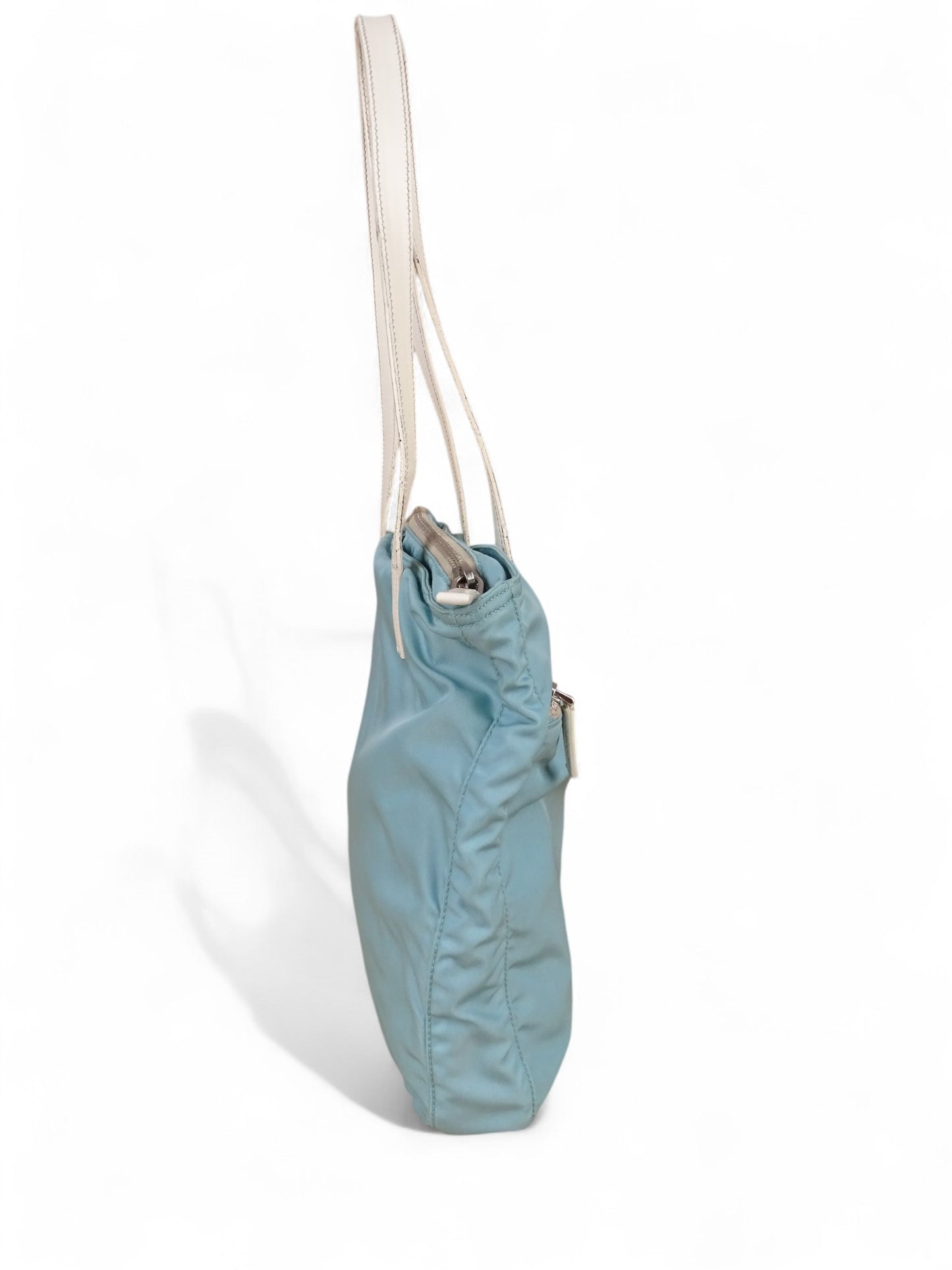 Prada Sac Porté Épaule Toile Turquoise