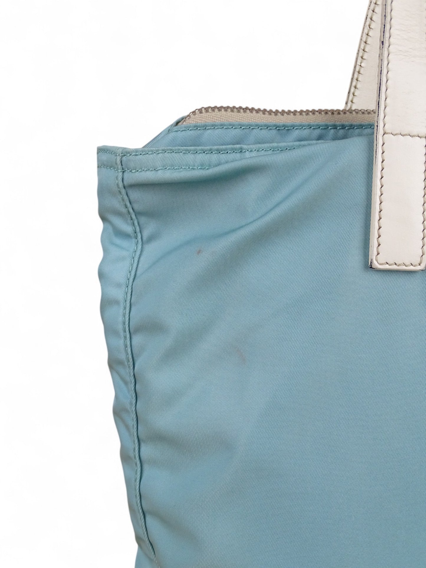 Prada Sac Porté Épaule Toile Turquoise