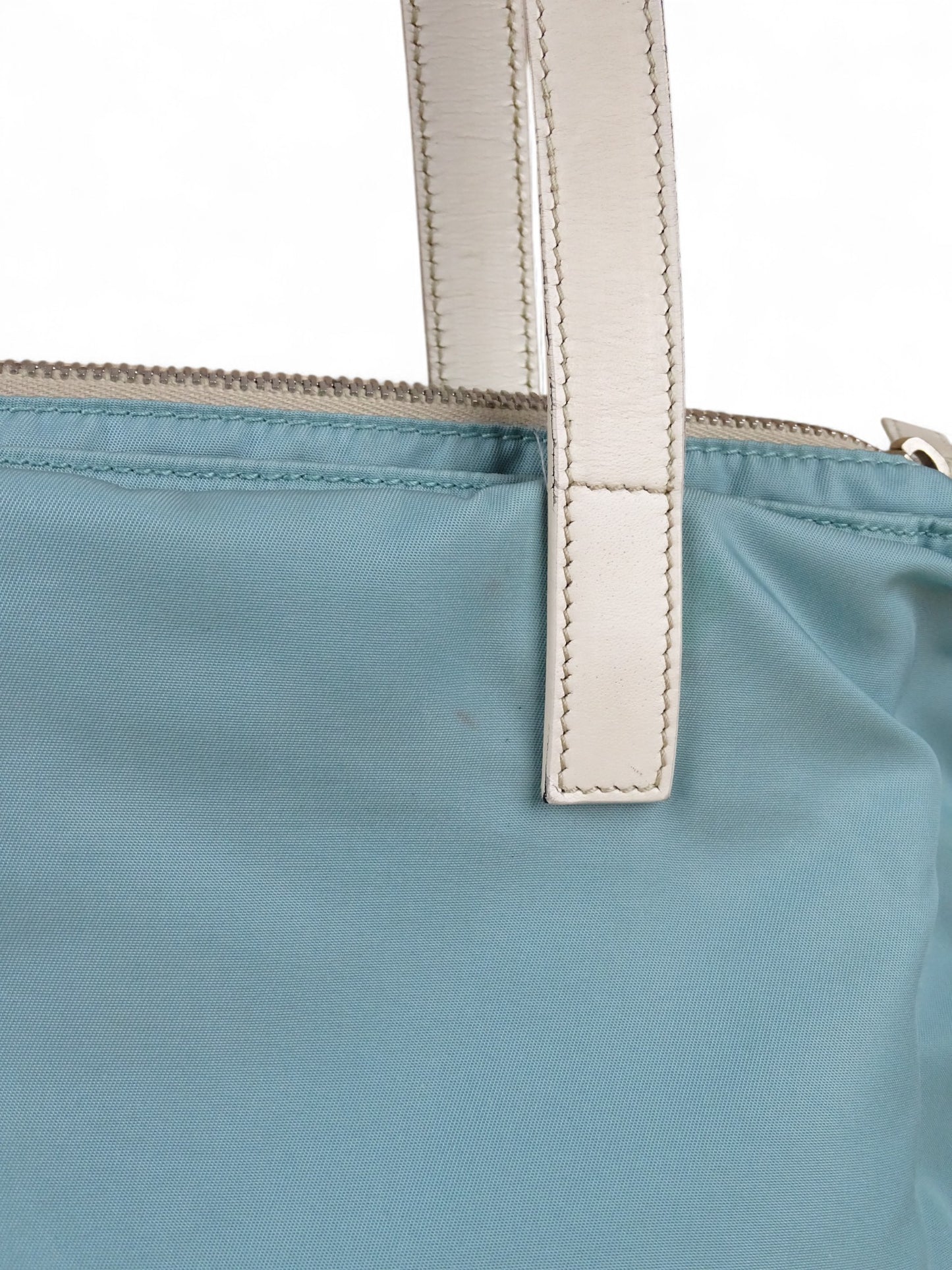 Prada Sac Porté Épaule Toile Turquoise