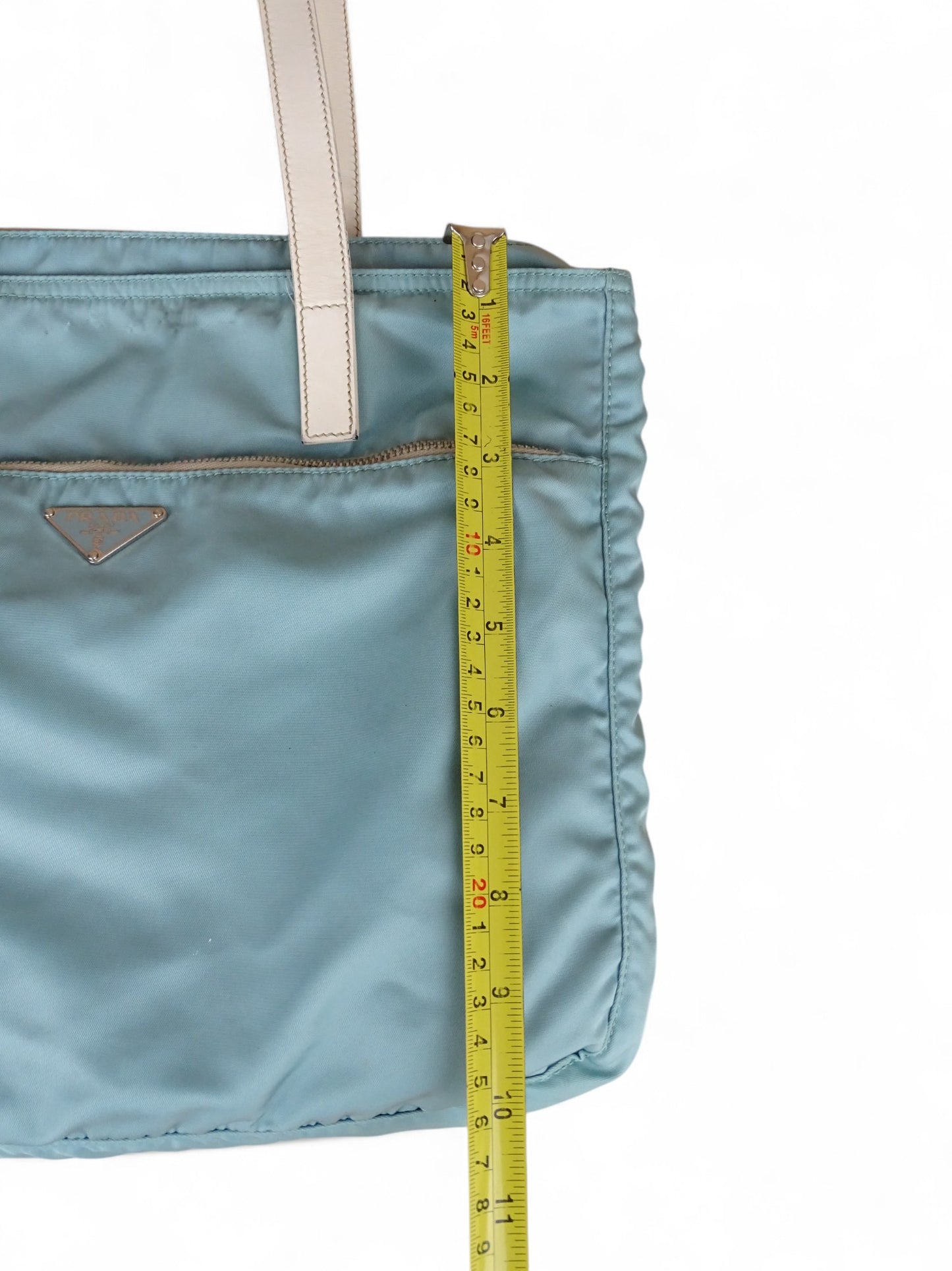 Prada Sac Porté Épaule Toile Turquoise