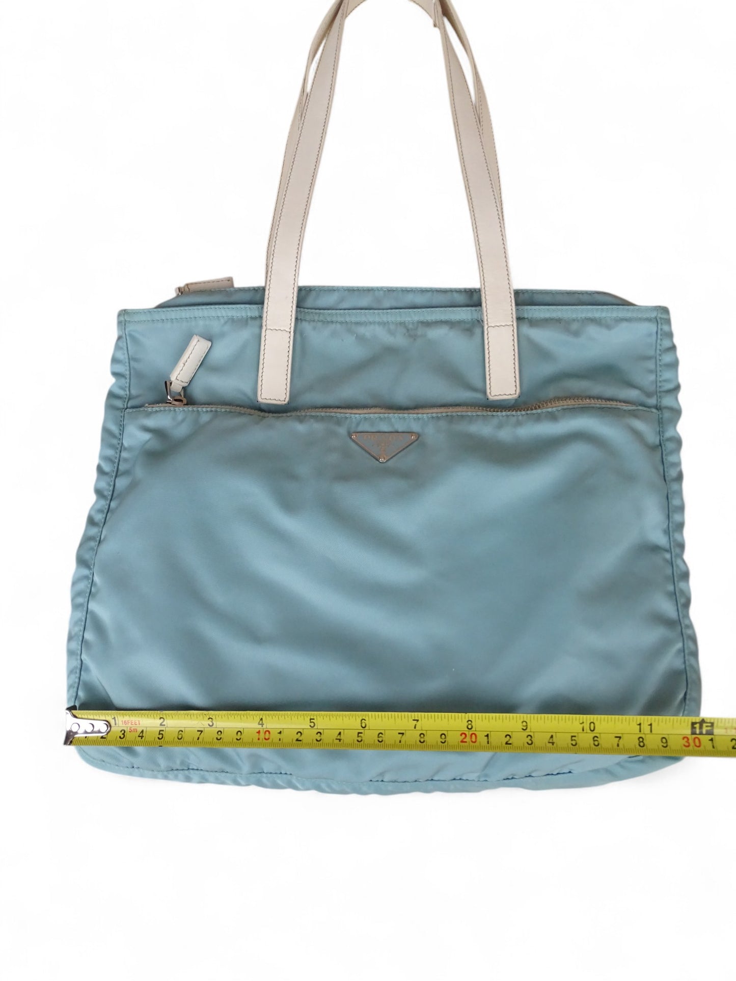 Prada Sac Porté Épaule Toile Turquoise