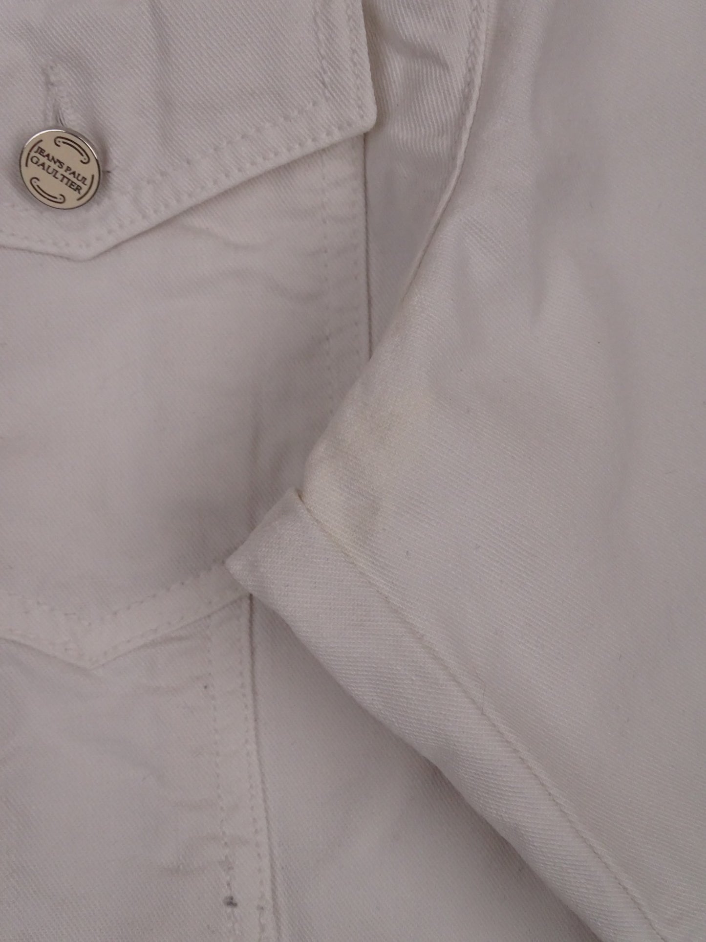 Jean Paul Gaultier Veste Jean Blanche Crop L Homme