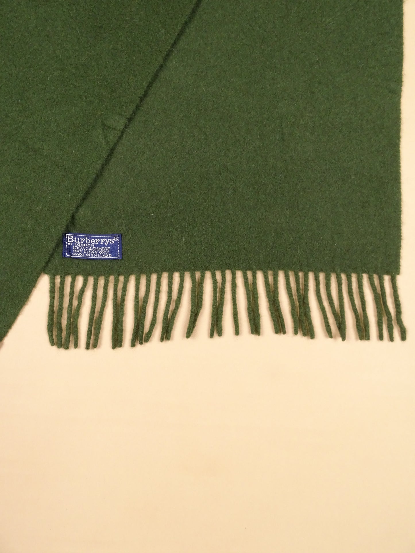 Écharpe Burberry Verte Unie 100% Cachemire 133 Cm Long