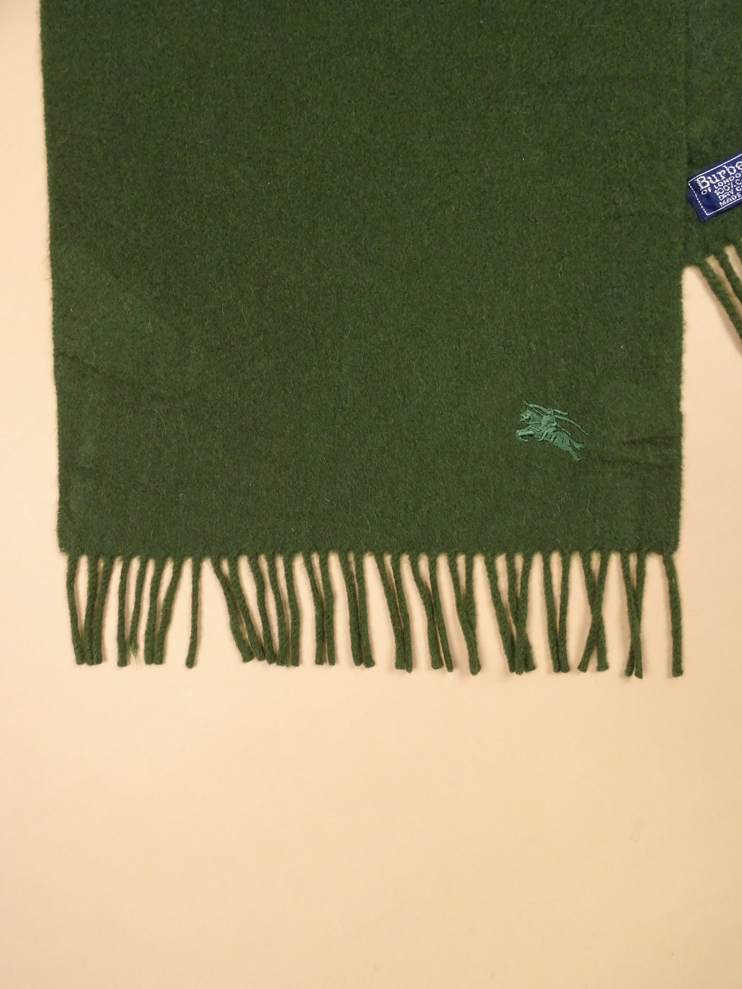 Écharpe Burberry Verte Unie 100% Cachemire 133 Cm Long