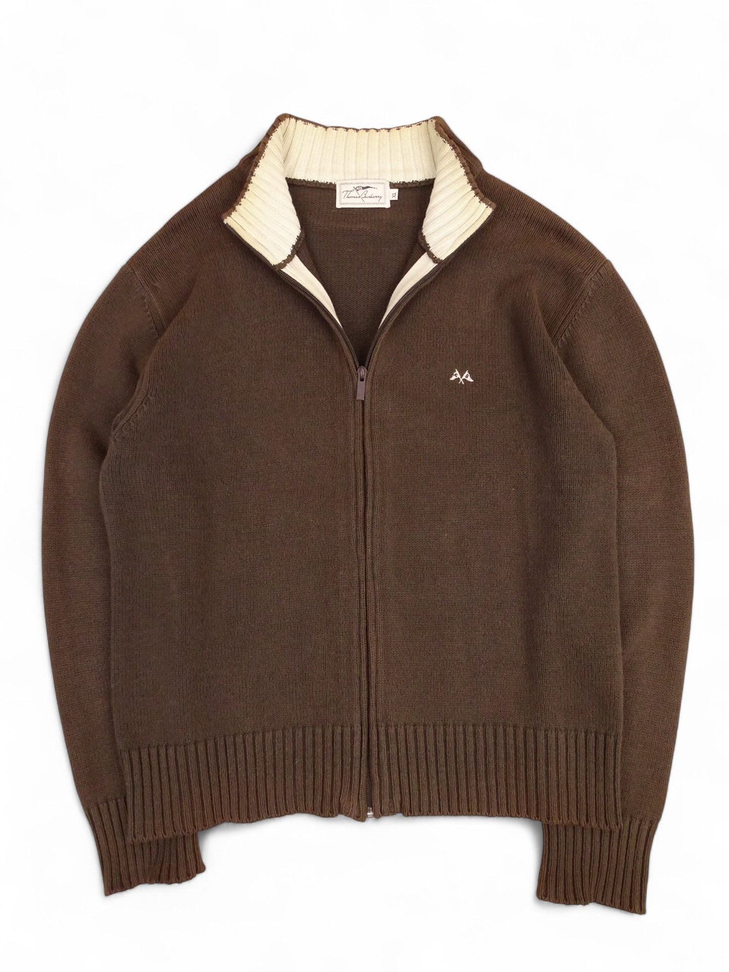 Burberry Pull Zippé Coton Marron/Beige XL Homme