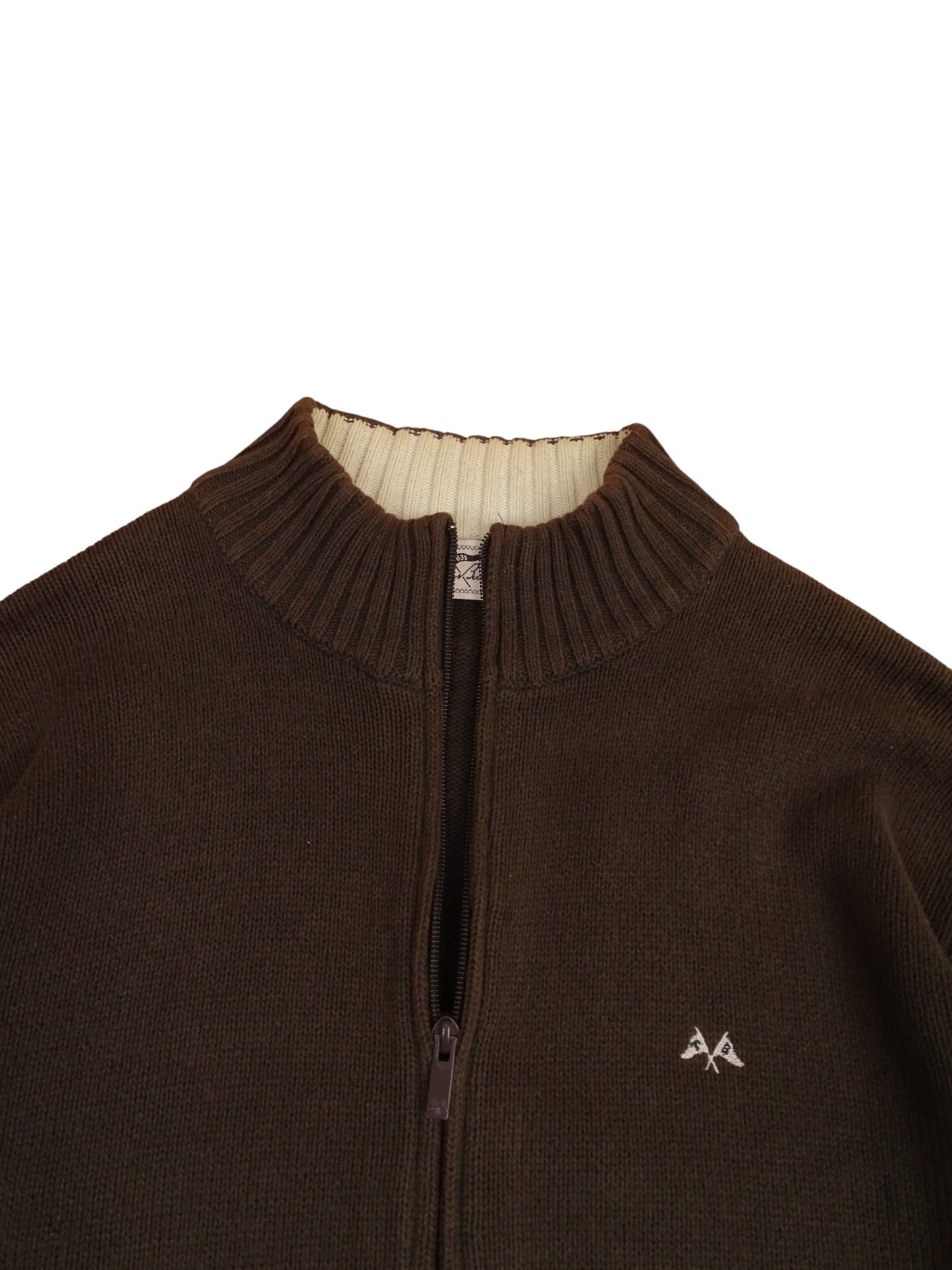 Burberry Pull Zippé Coton Marron/Beige XL Homme