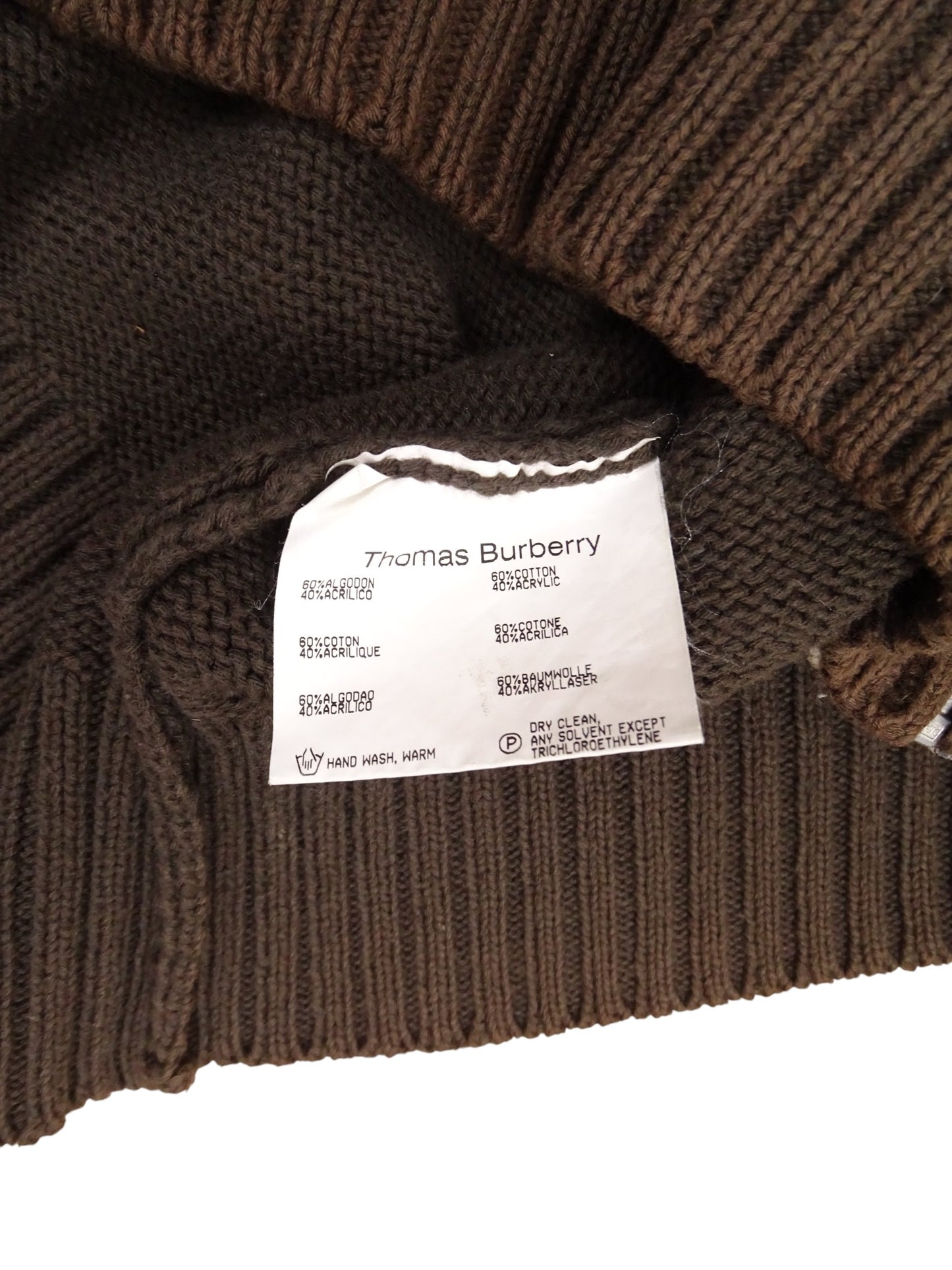 Burberry Pull Zippé Coton Marron/Beige XL Homme