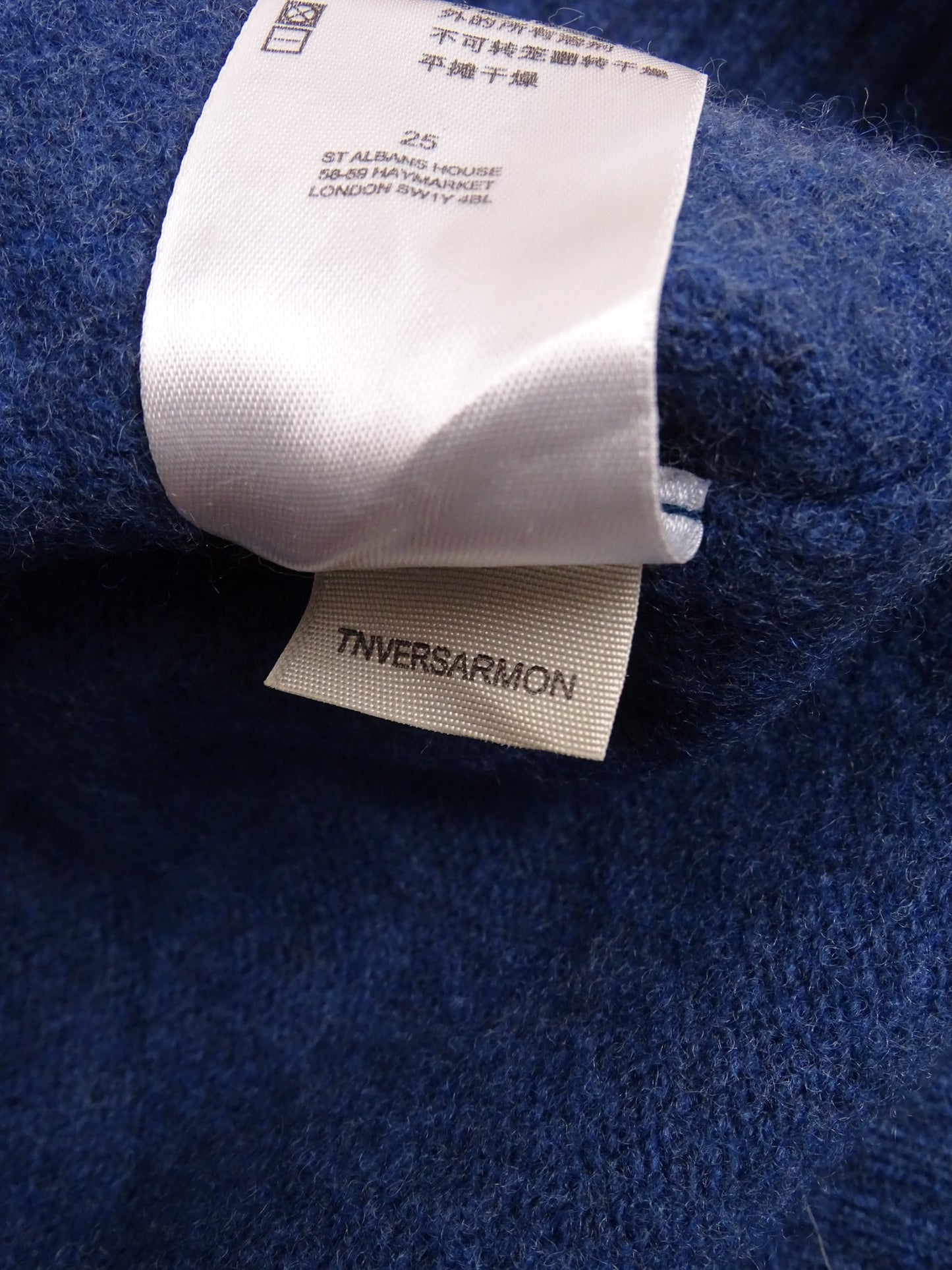 Burberry Pull Half Zip Col Montant Bleu Laine S Homme